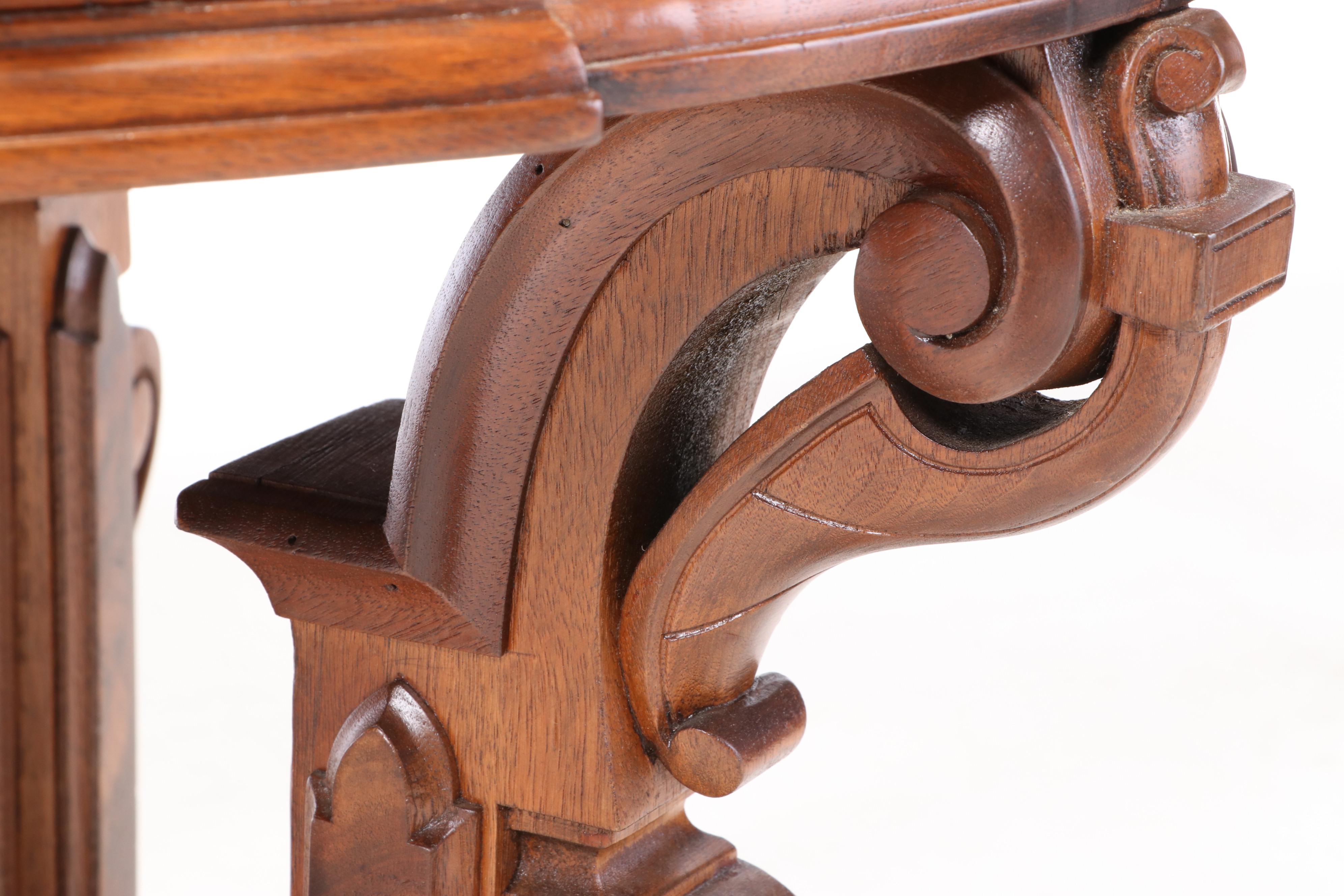 American Renaissance Revival Walnut and Burl Walnut Library Table, circa 1870