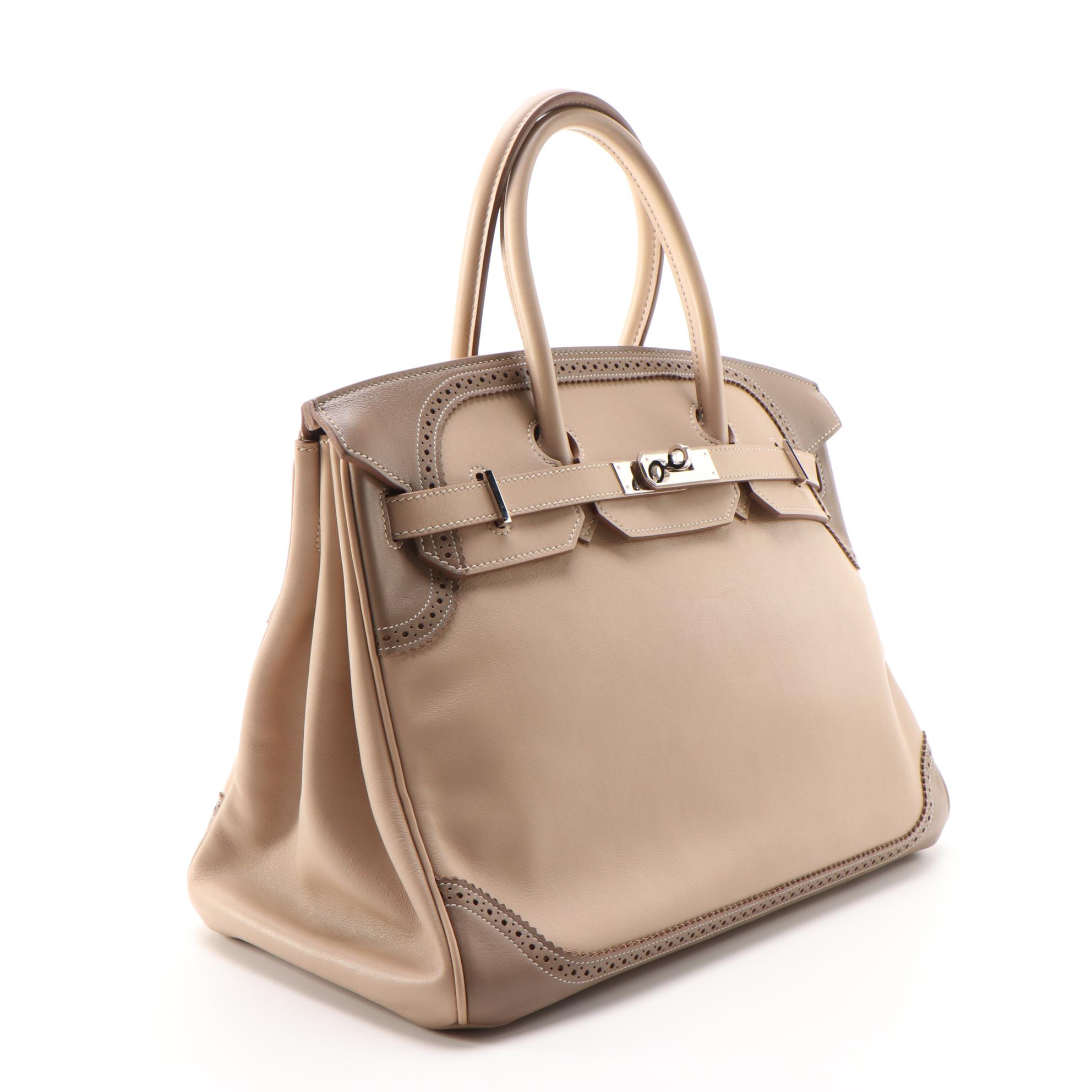 Hermès Ghillies Birkin 35 in Argile Etoupe Swift Leather with Palladium Hardware