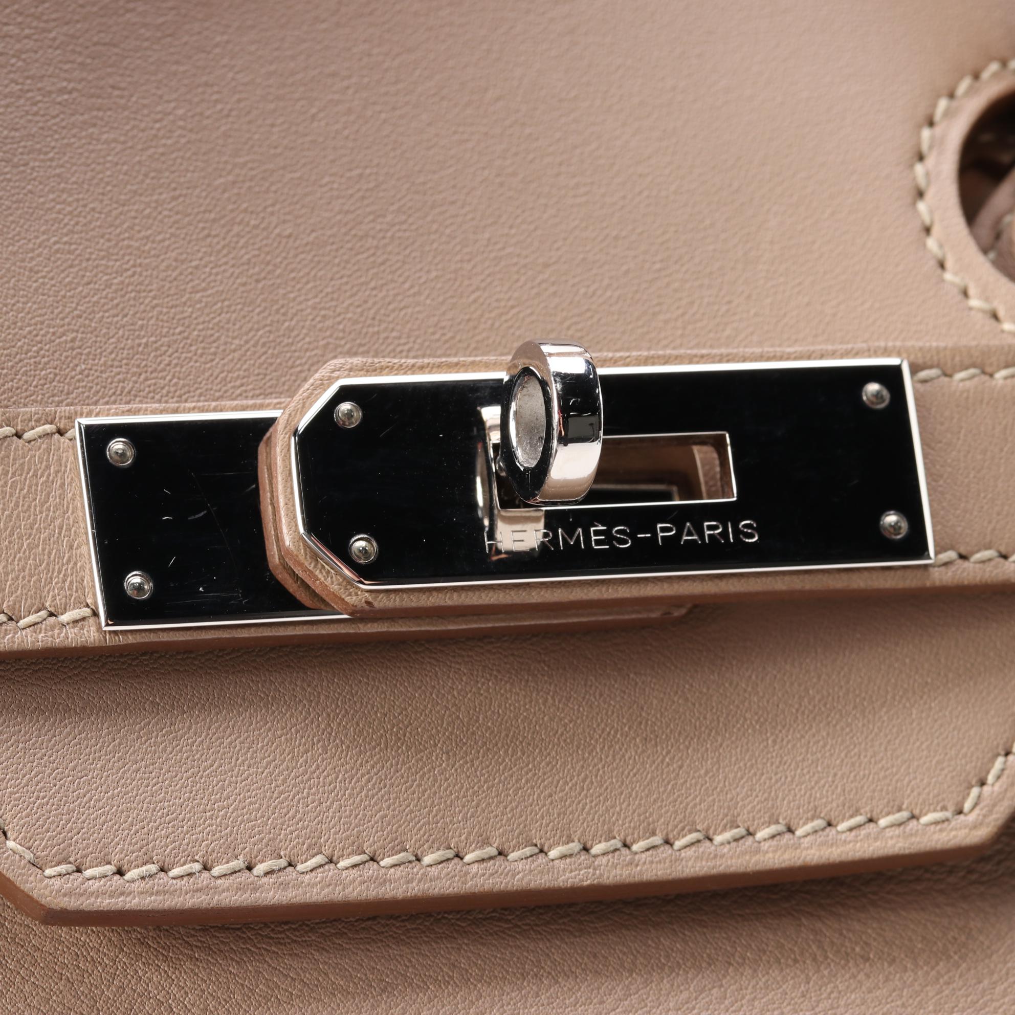 Hermès Ghillies Birkin 35 in Argile Etoupe Swift Leather with Palladium Hardware