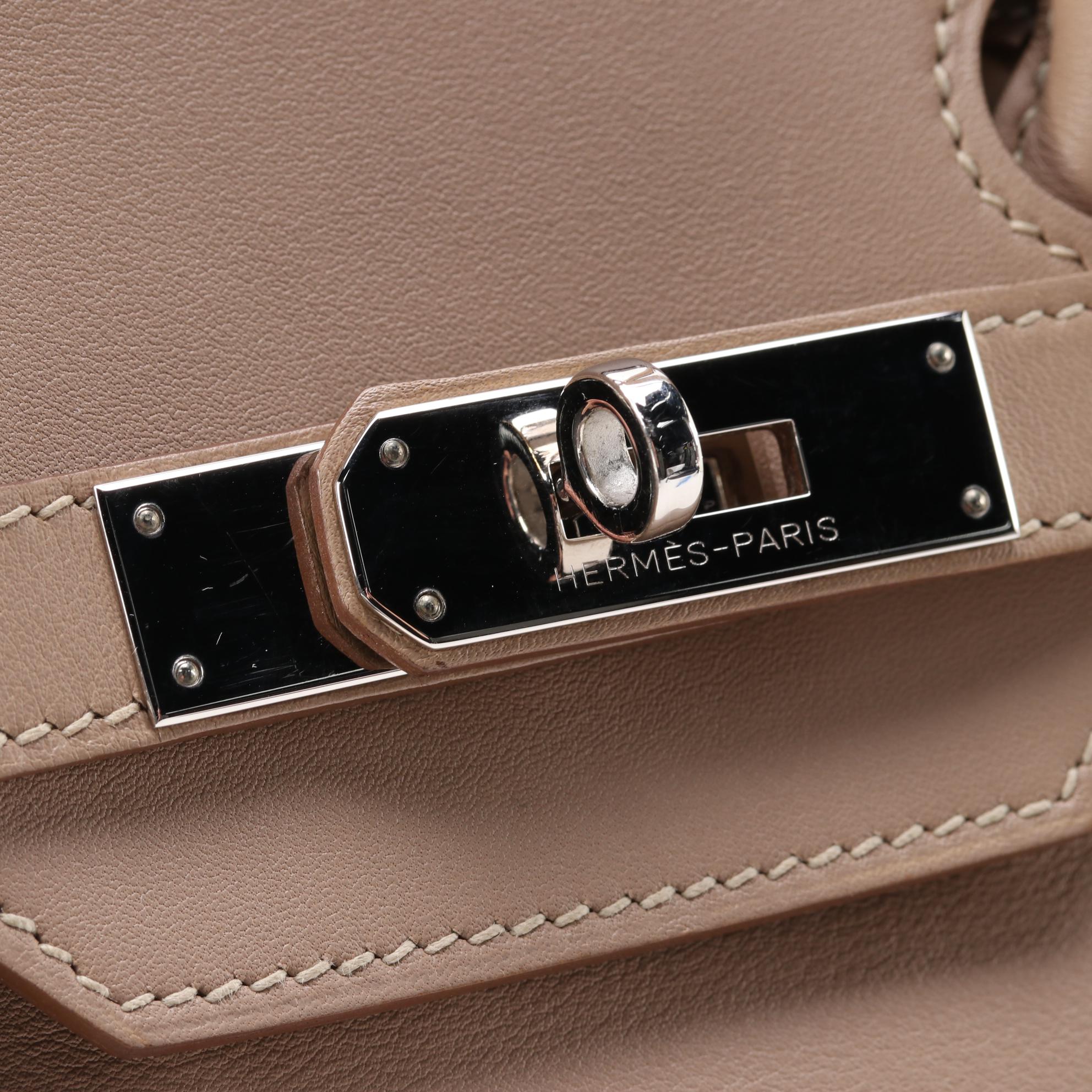 Hermès Ghillies Birkin 35 in Argile Etoupe Swift Leather with Palladium Hardware
