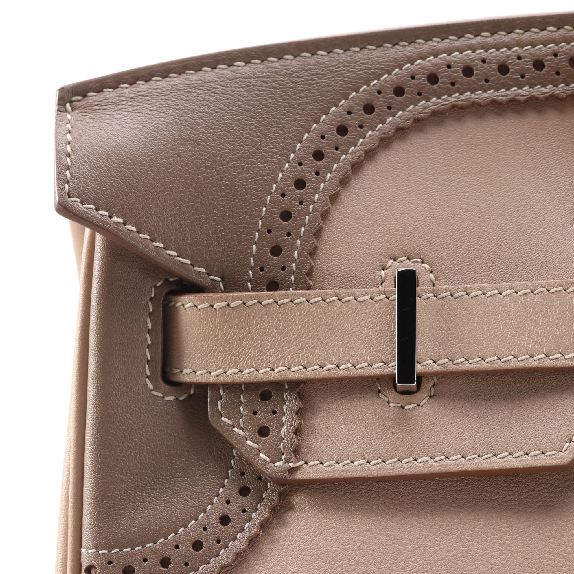 Hermès Ghillies Birkin 35 in Argile Etoupe Swift Leather with Palladium Hardware