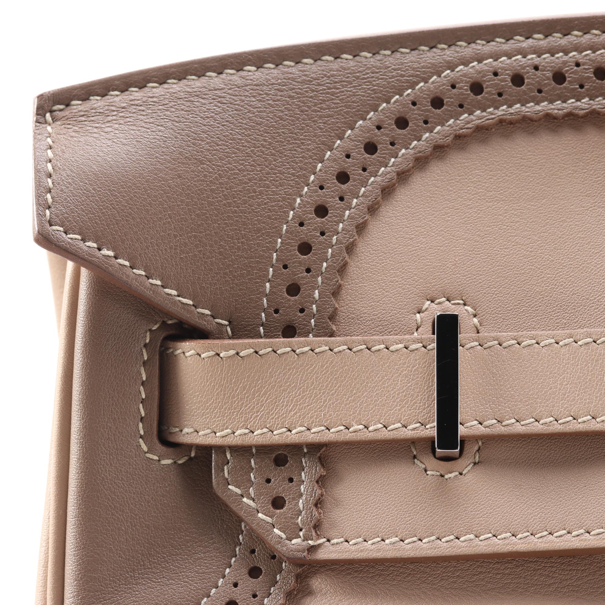 Hermès Ghillies Birkin 35 in Argile Etoupe Swift Leather with Palladium Hardware