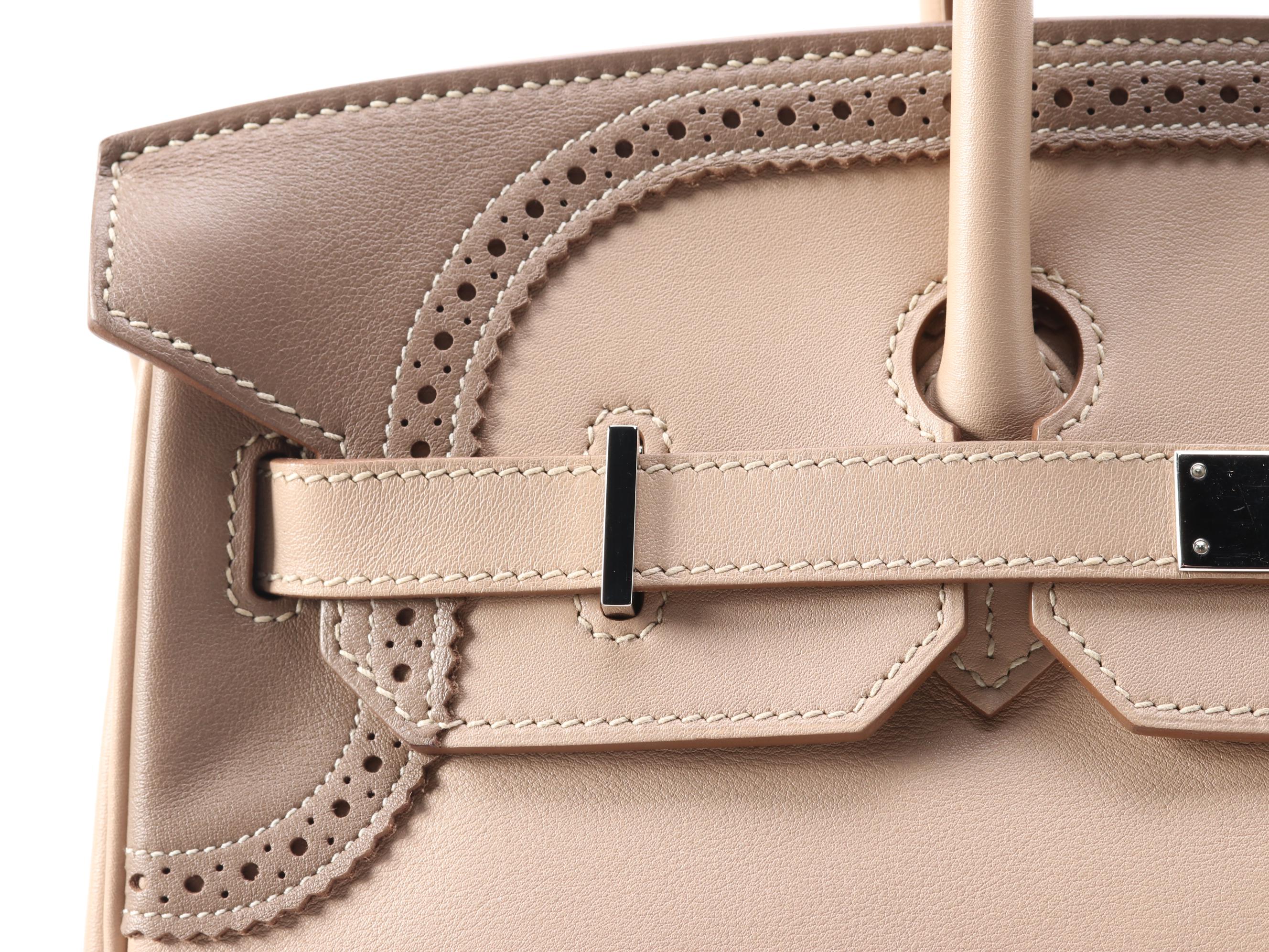 Hermès Ghillies Birkin 35 in Argile Etoupe Swift Leather with Palladium Hardware