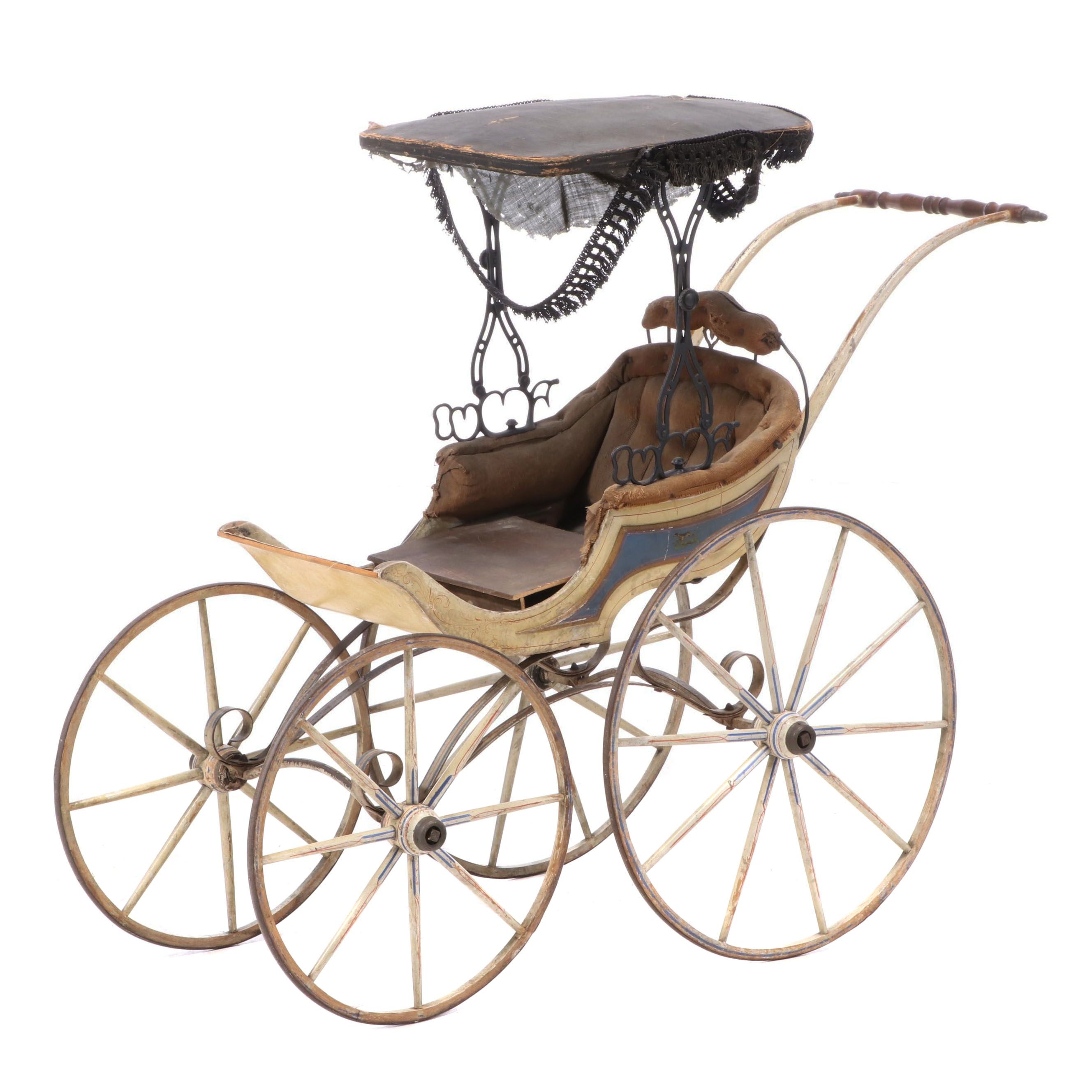 Victorian Painted Baby Stroller, Late 19th Century