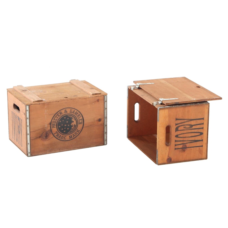 Proctor & Gamble Wooden Ivory Soap Crates, 20th Century