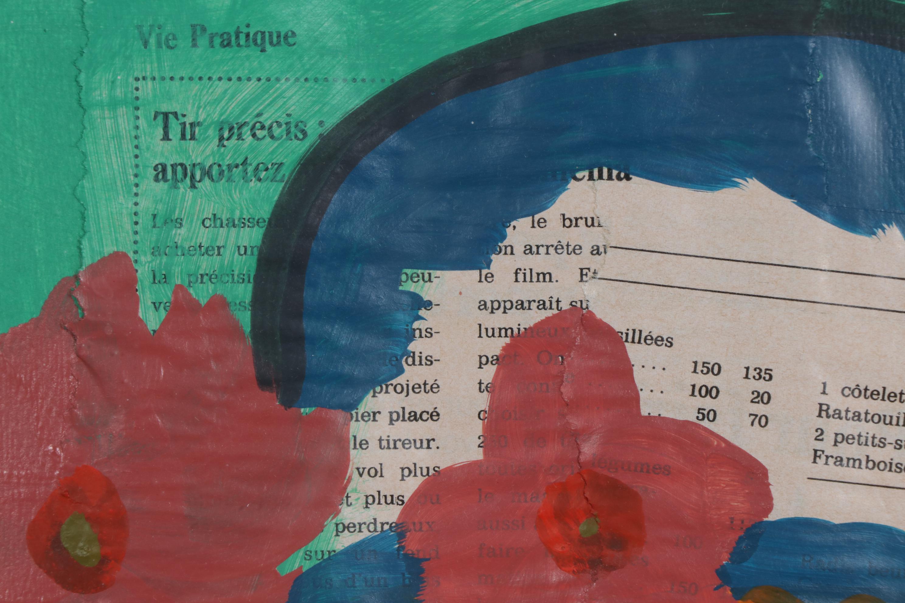 Gouache Painting and Collage "Flower Girl", 1973