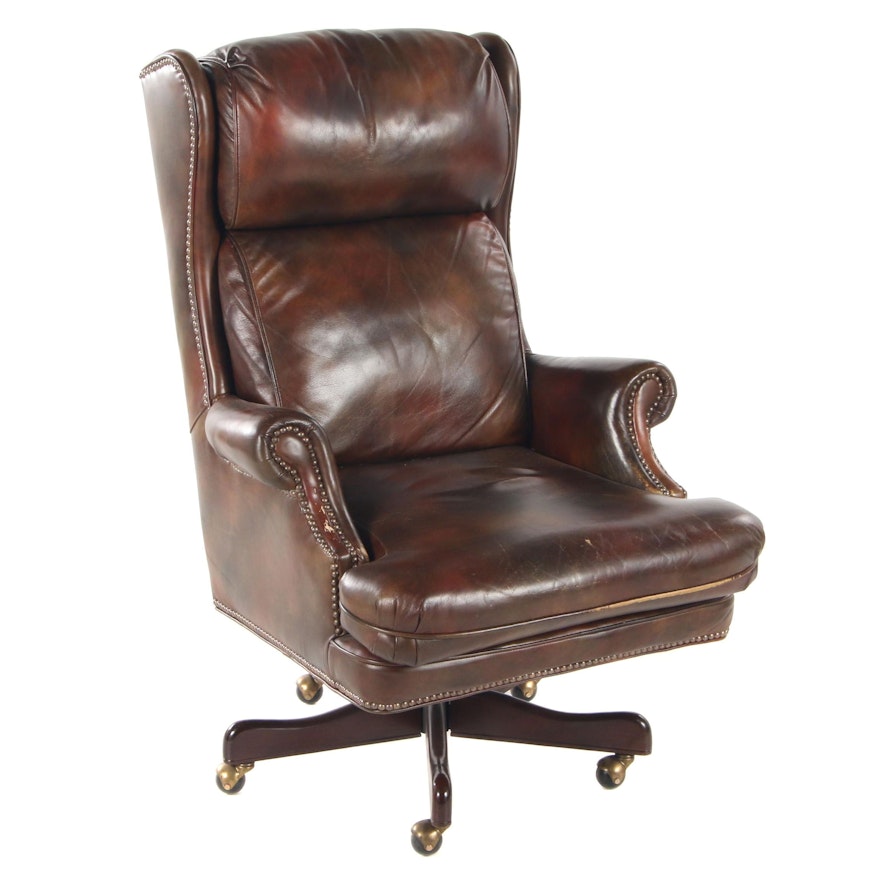 Bradington-Young Leather Wing-Back Desk Chair