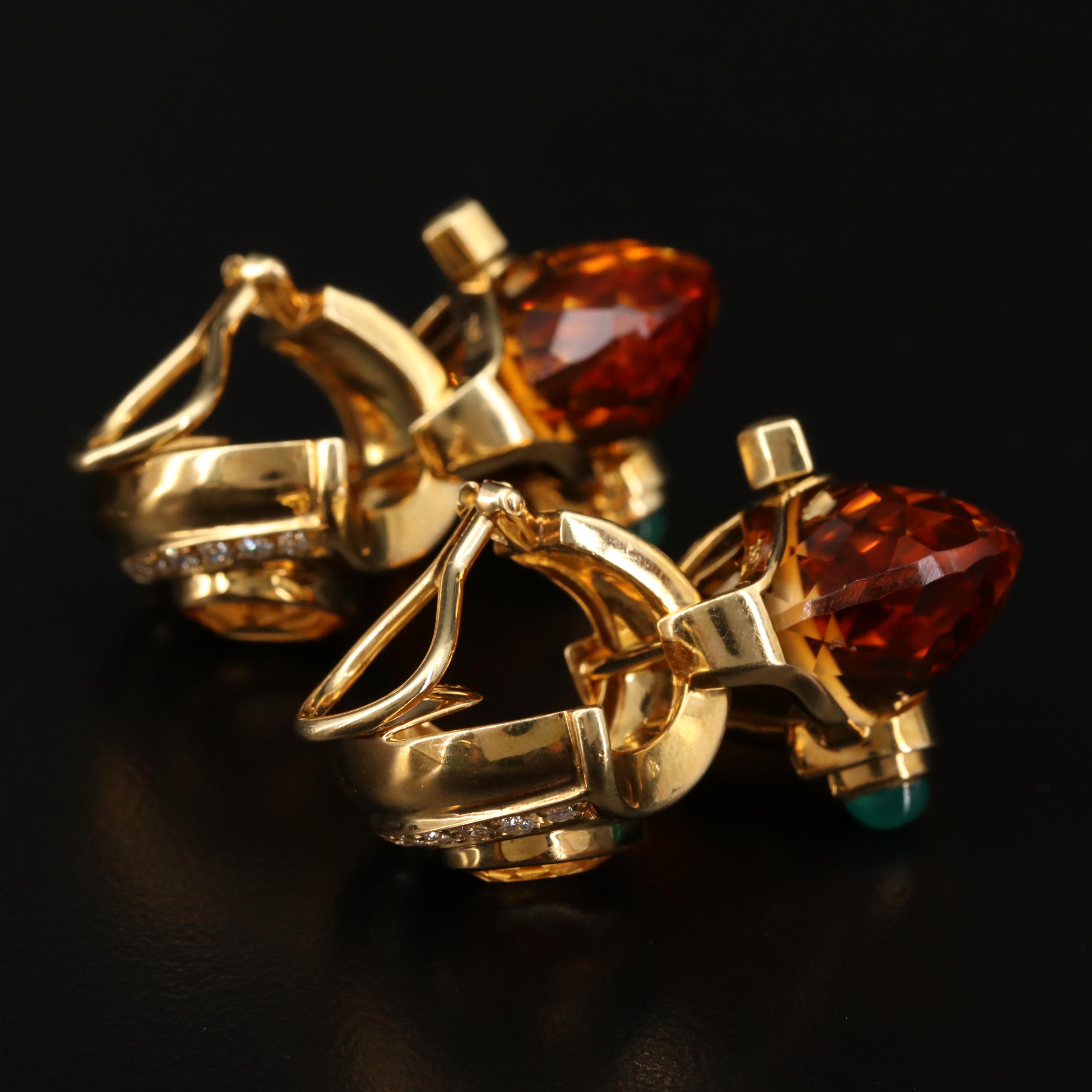 Baten 18K Gold Citrine, Diamond and Chalcedony Drop Earrings