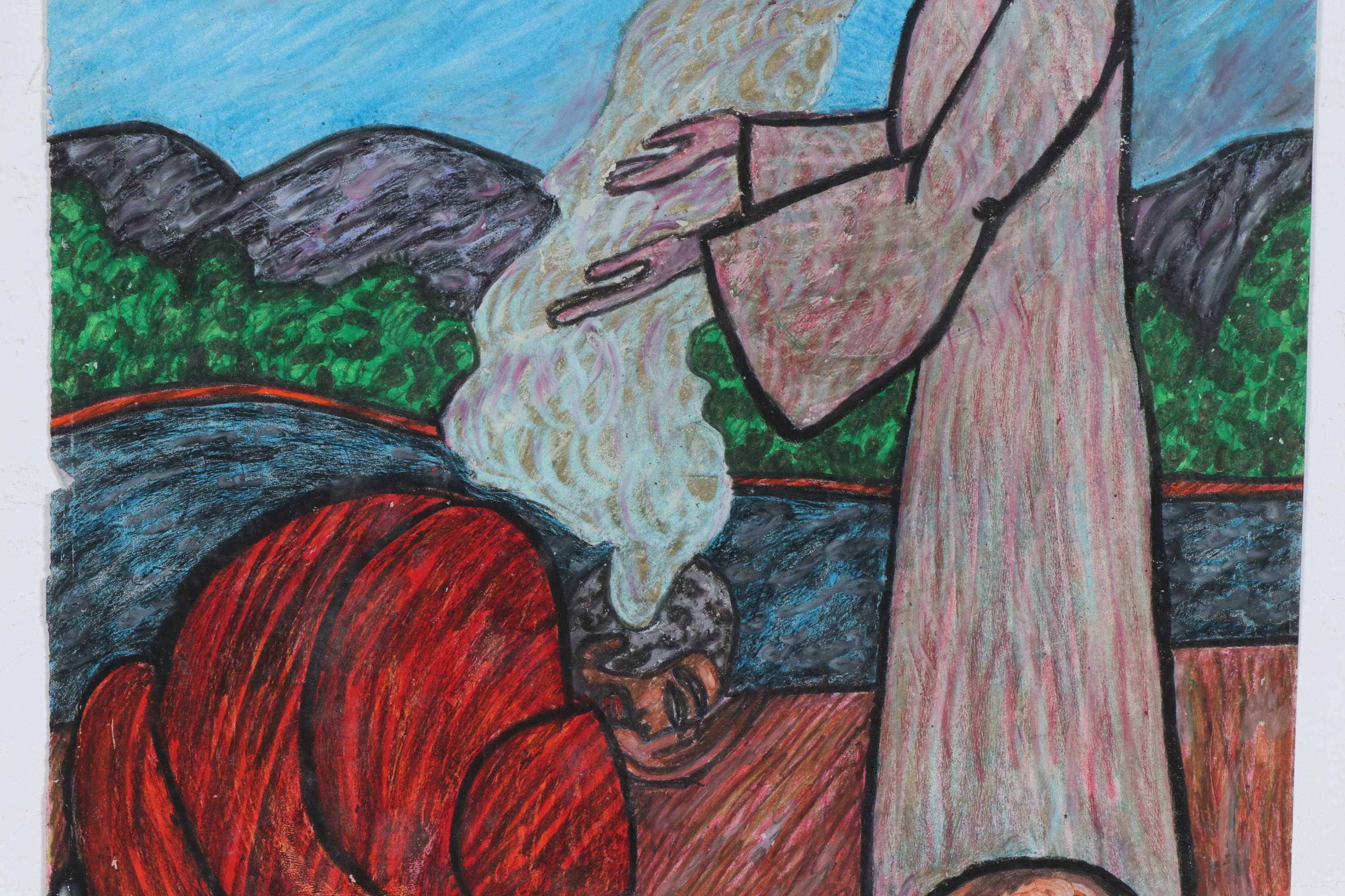 Anthony Joseph Salvatore Pastel Drawing "Acts 10 V 30", 1984