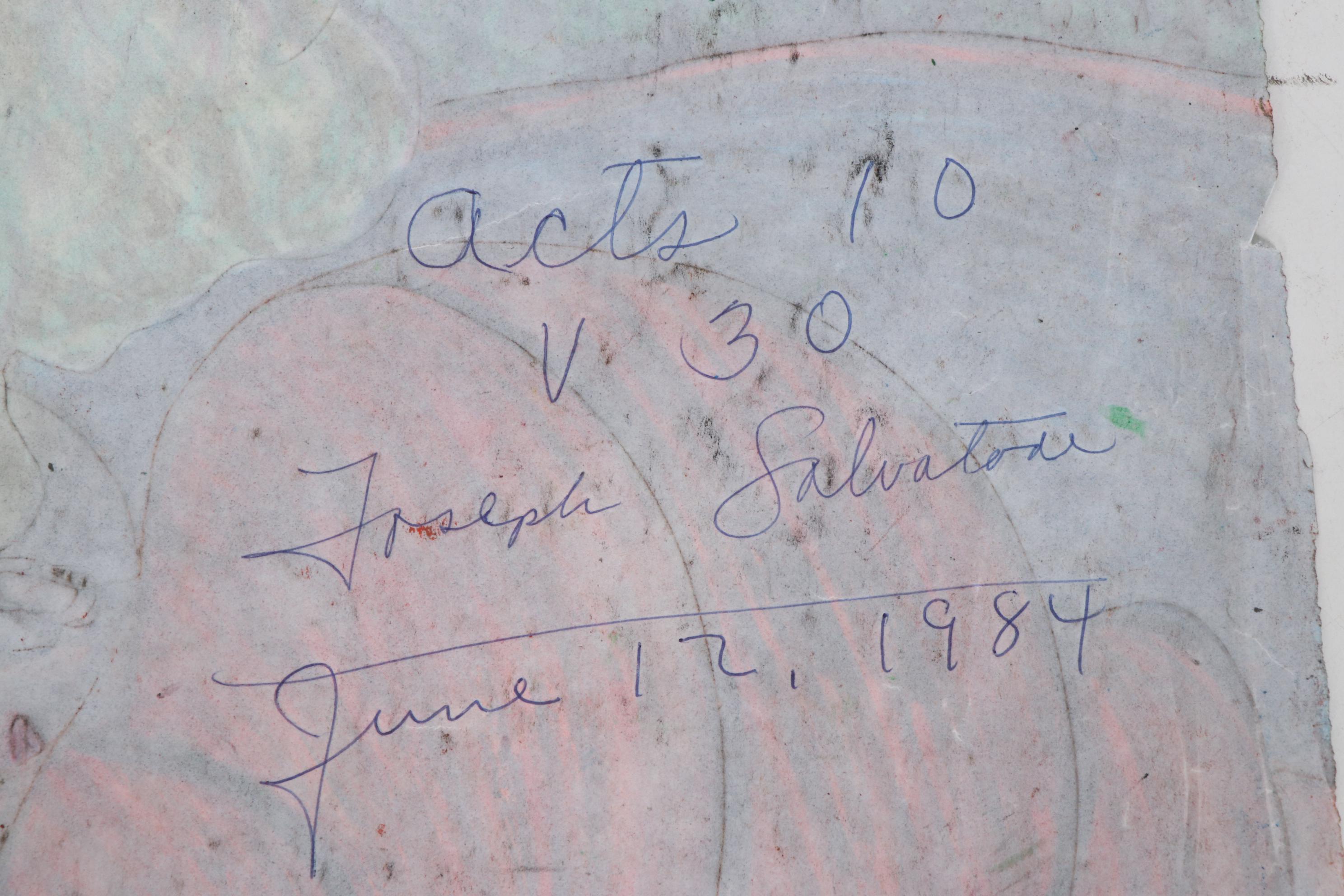 Anthony Joseph Salvatore Pastel Drawing "Acts 10 V 30", 1984