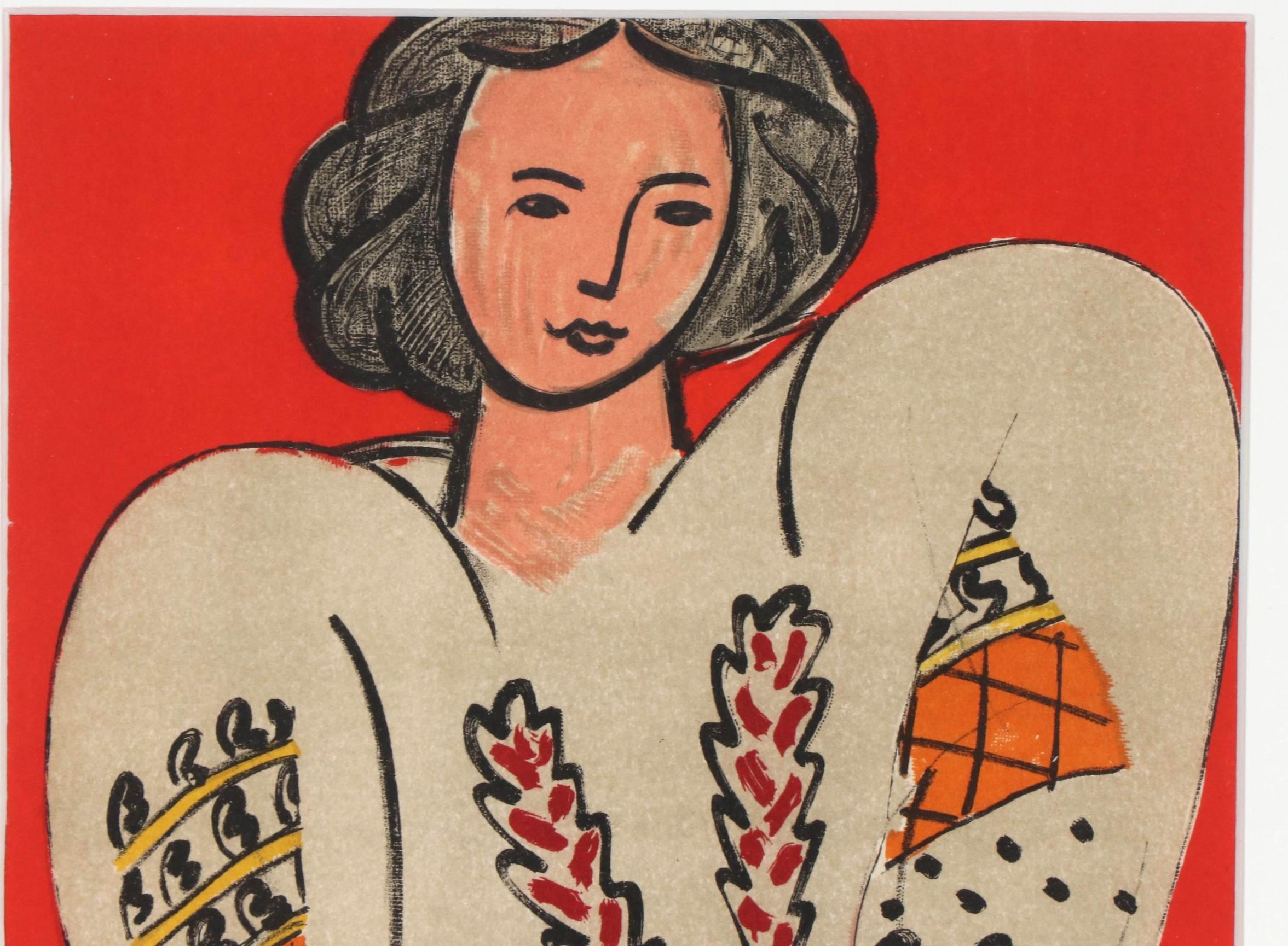 Color Lithograph after Henri Matisse "Madame M. P., la blouse roumaine", 1954