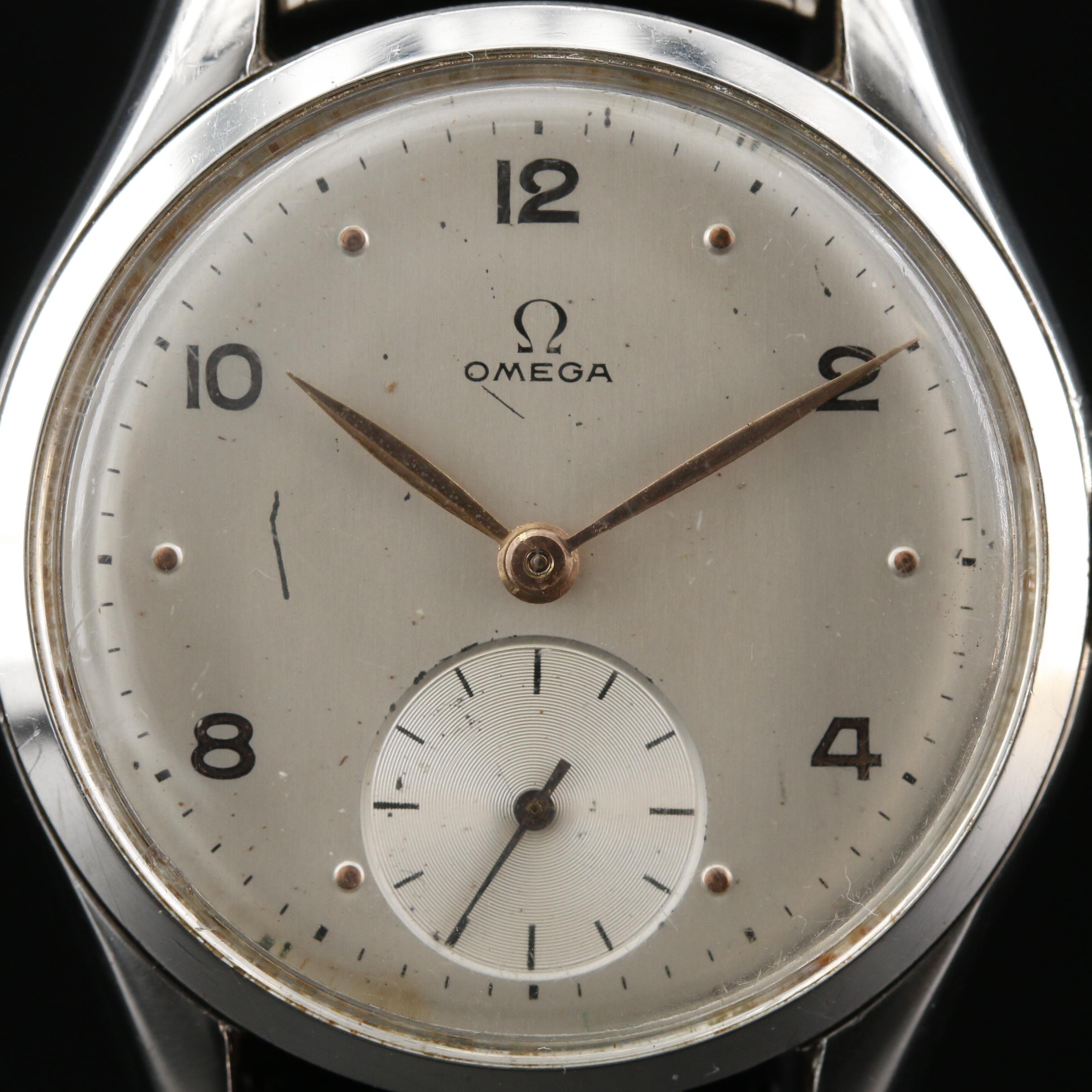 Vintage Omega CK2503 Stainless Steel Stem Wind Watch, 1949