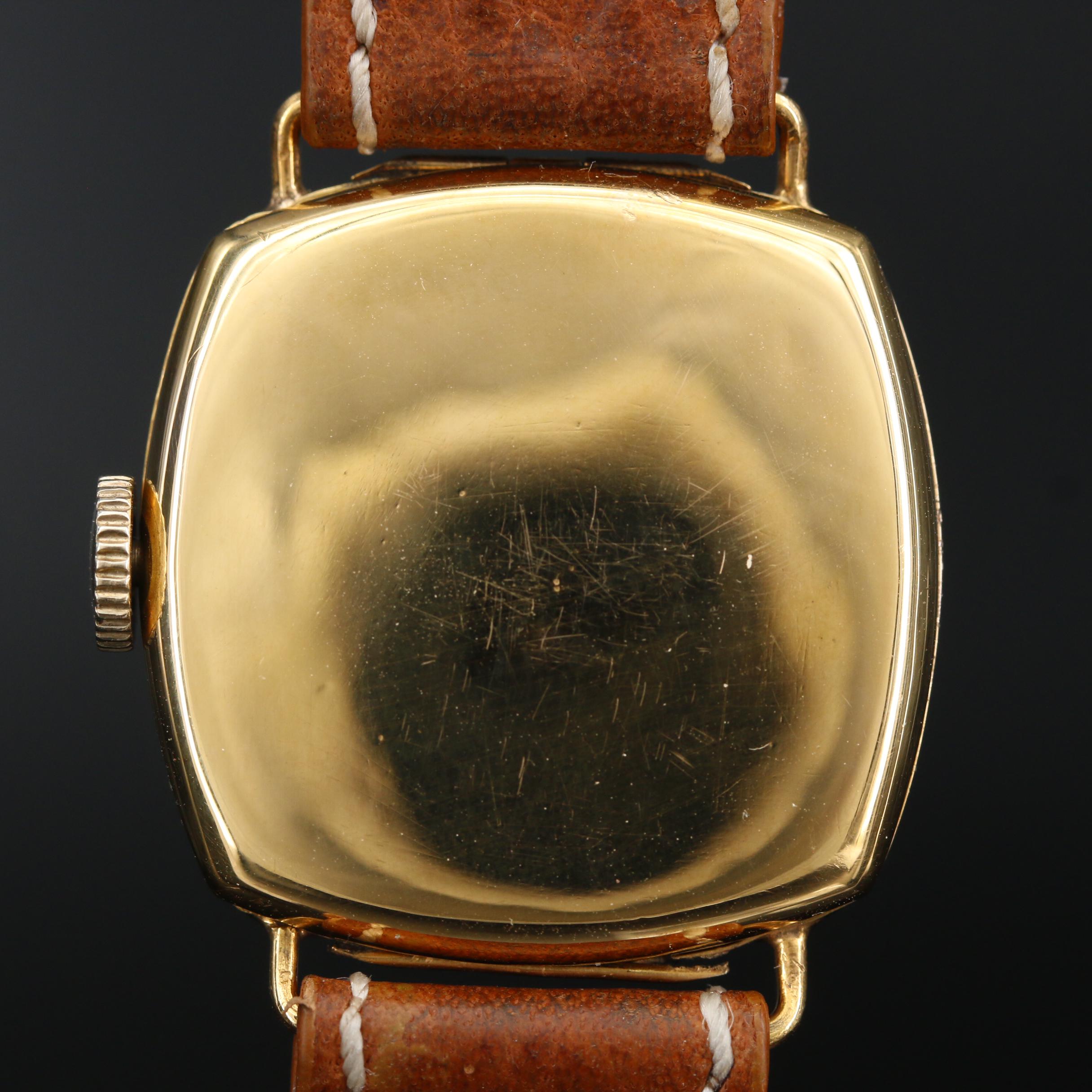 Vintage Rolex 9K Gold Cushion Case Stem Wind Watch, 1937
