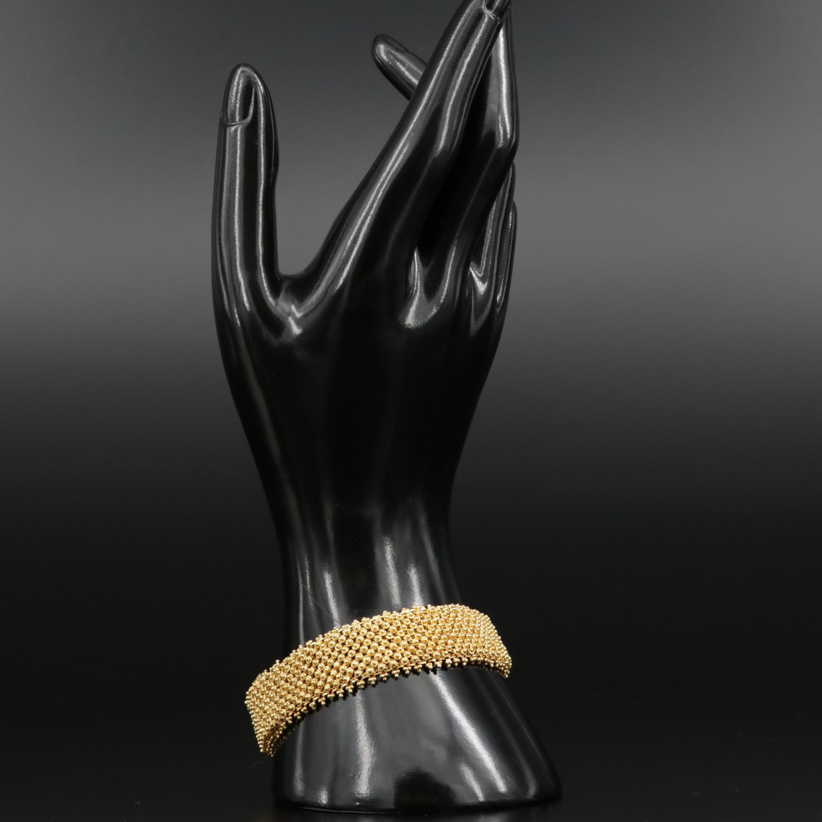 18K Yellow Gold Cannetille Pattern Link Bracelet