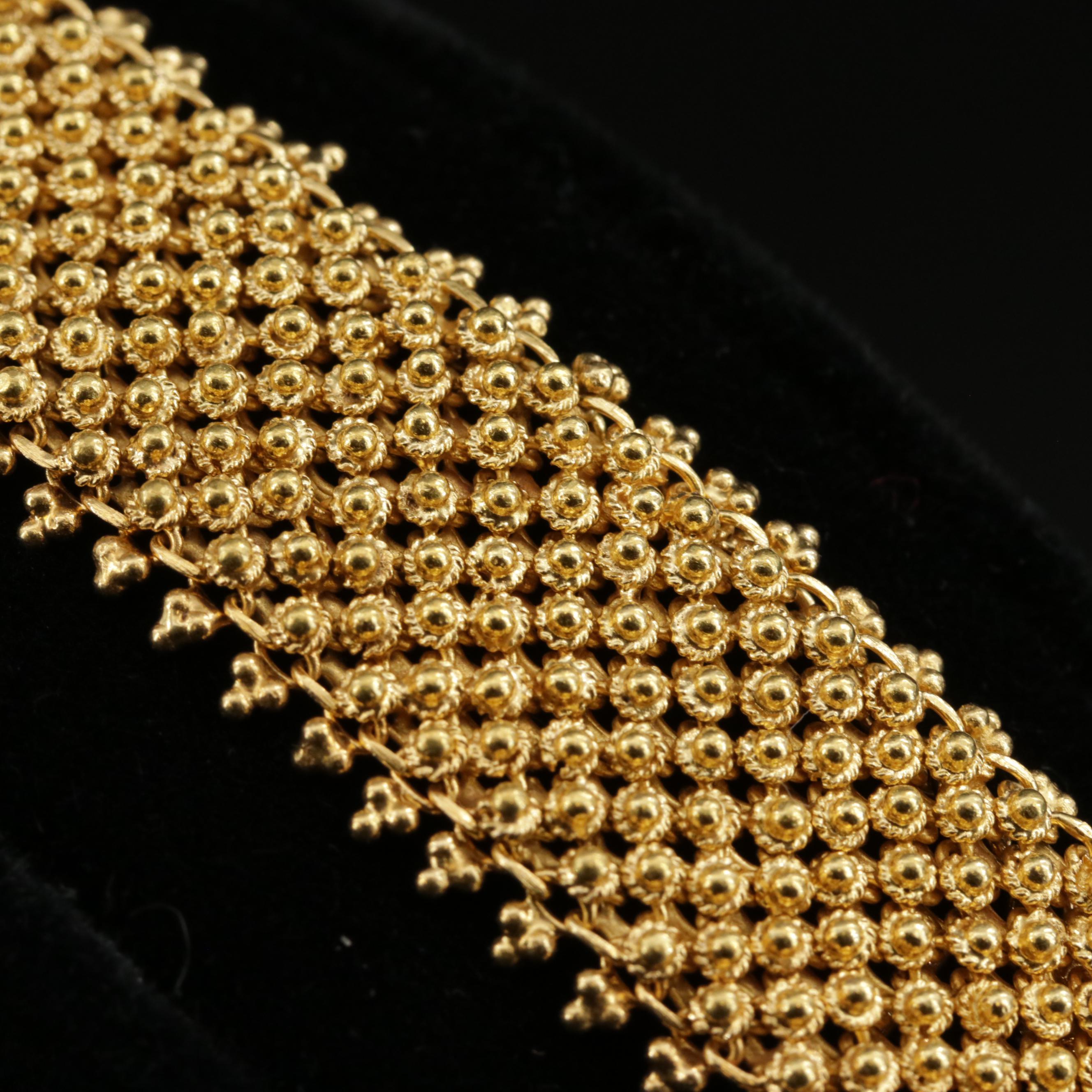 18K Yellow Gold Cannetille Pattern Link Bracelet