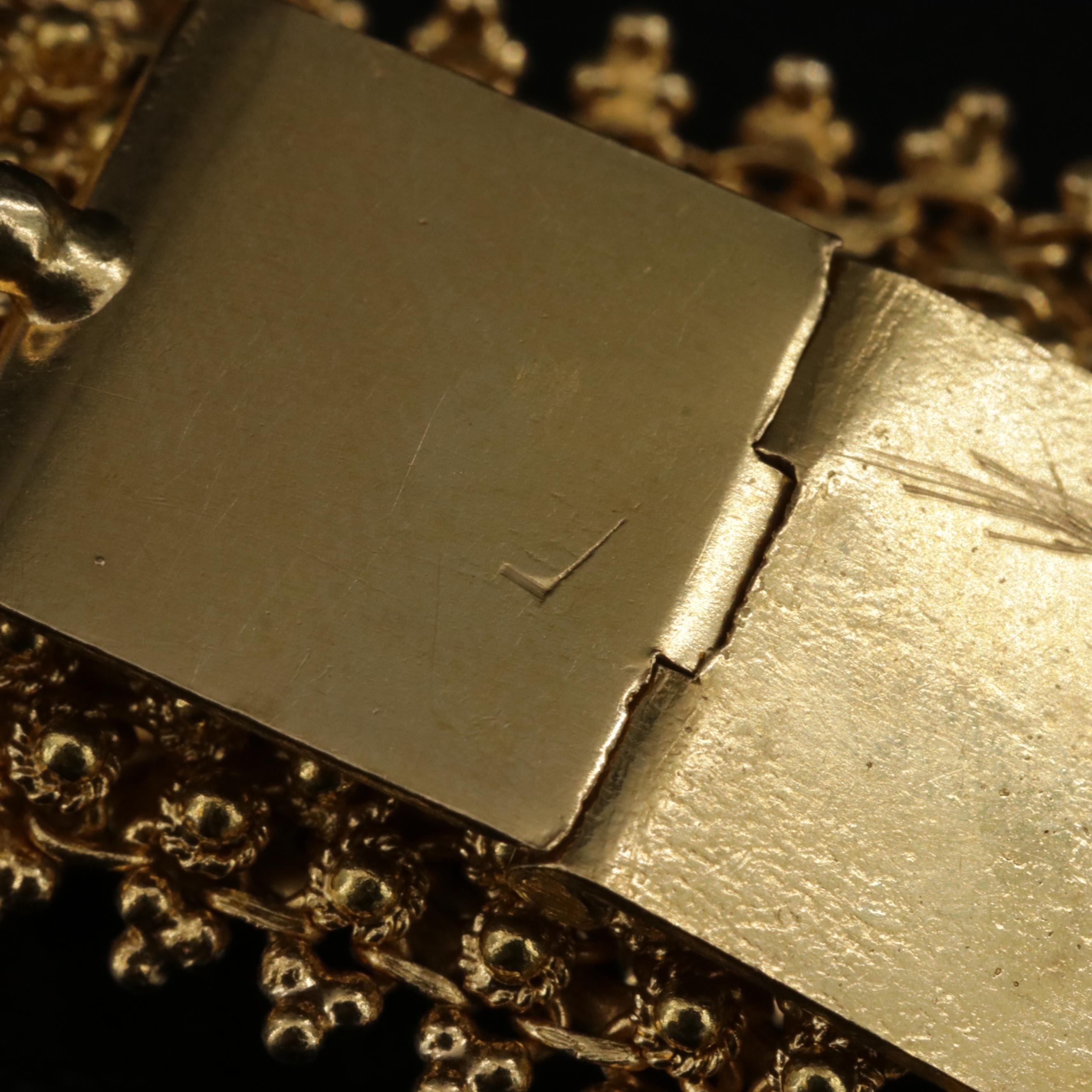 18K Yellow Gold Cannetille Pattern Link Bracelet