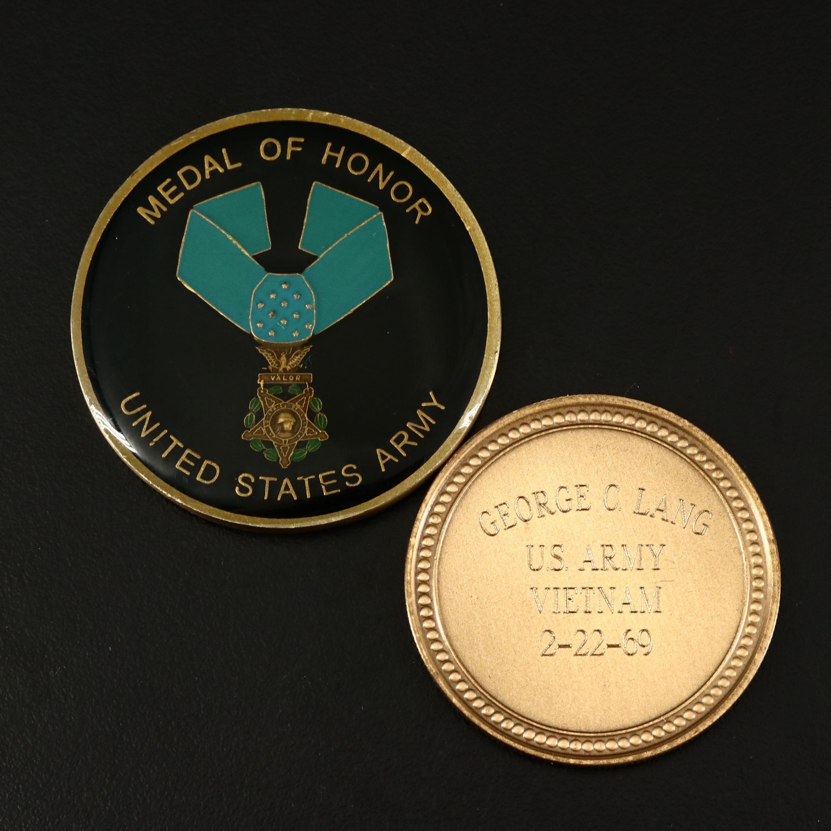 Vietnam Medal of Honor Challenge Coins of George C. Lang