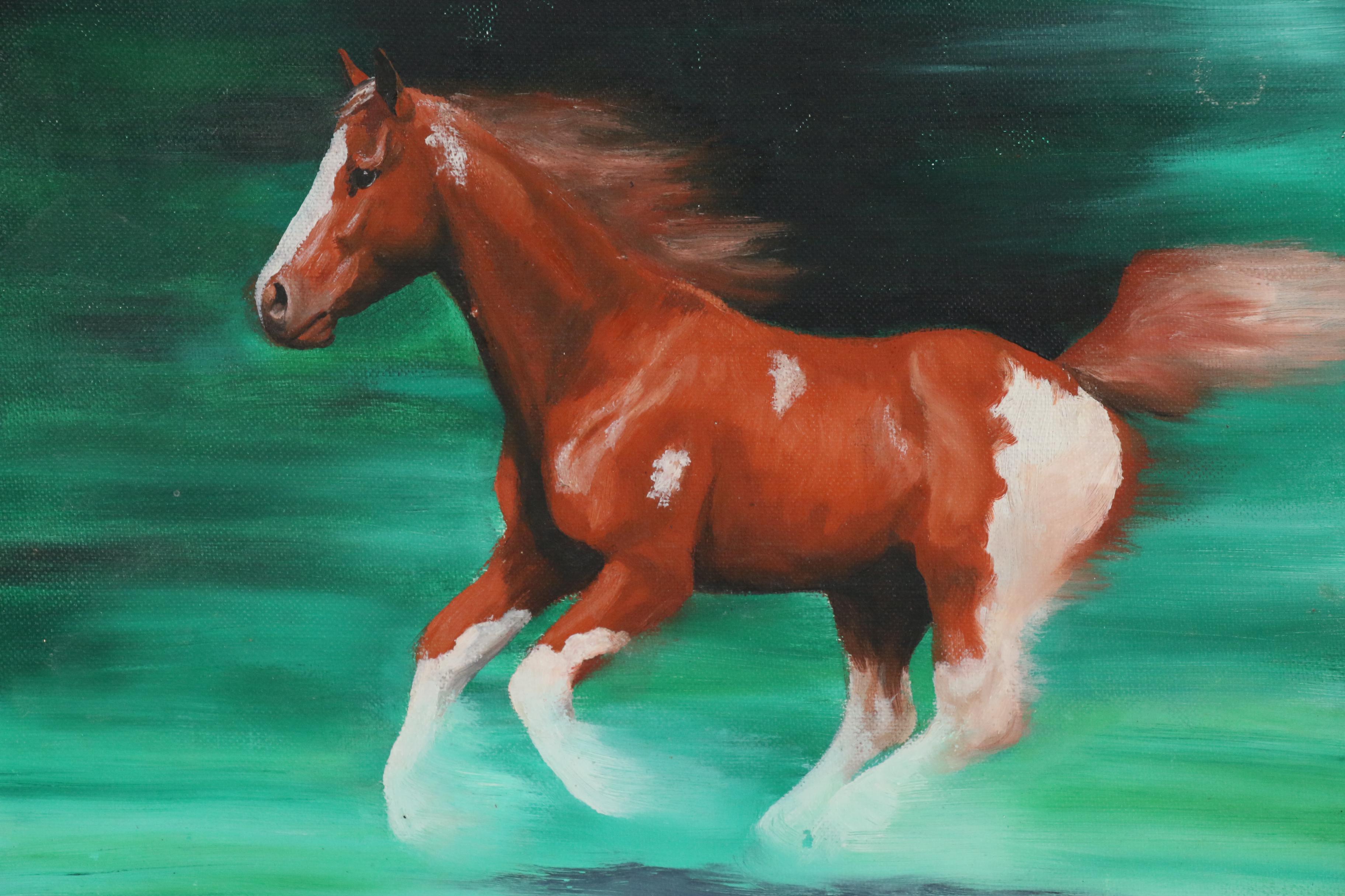 Oil Painting of Galloping Horse