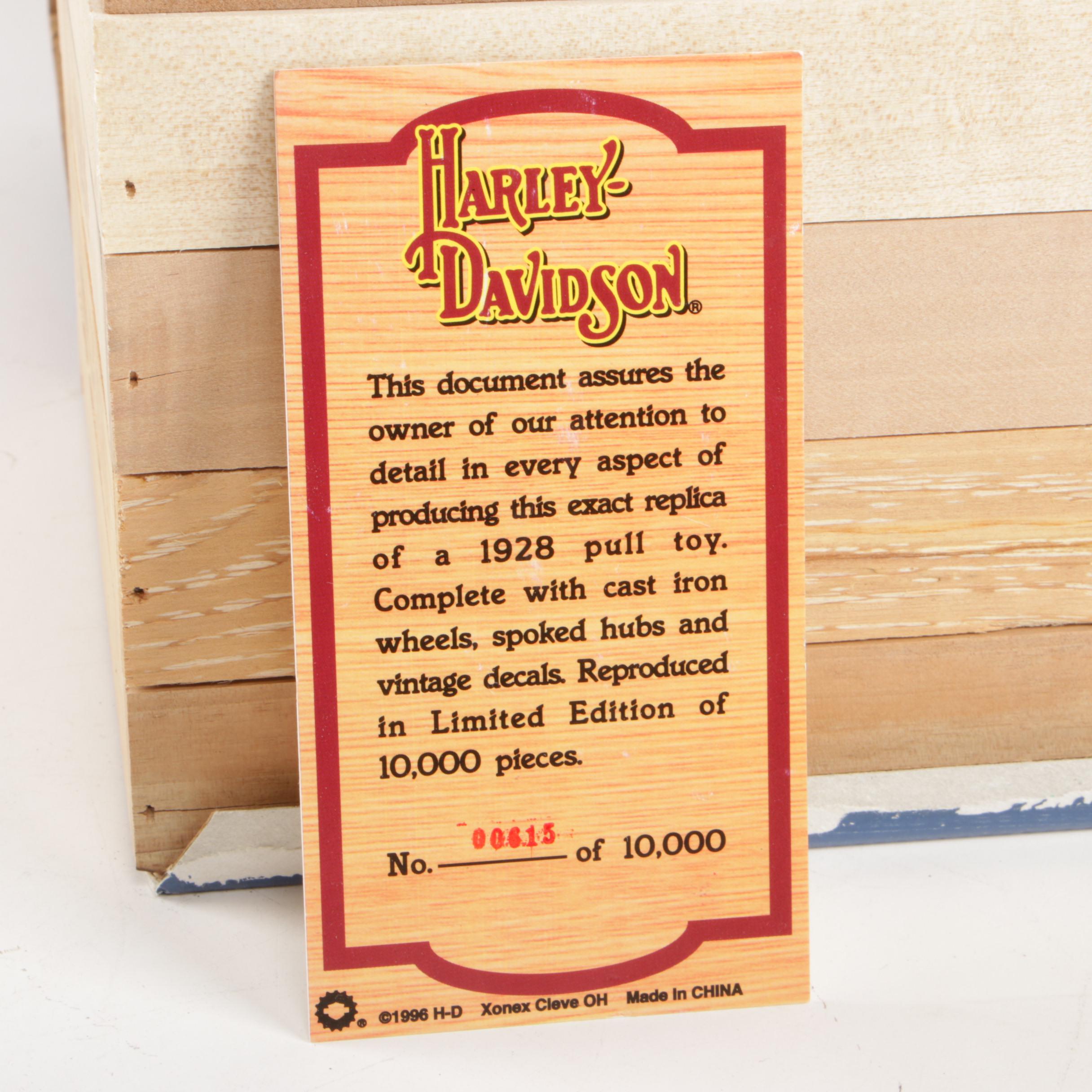 Harley Davidson Limited Edition Cast Iron Replica of "1928 Pull Toy"