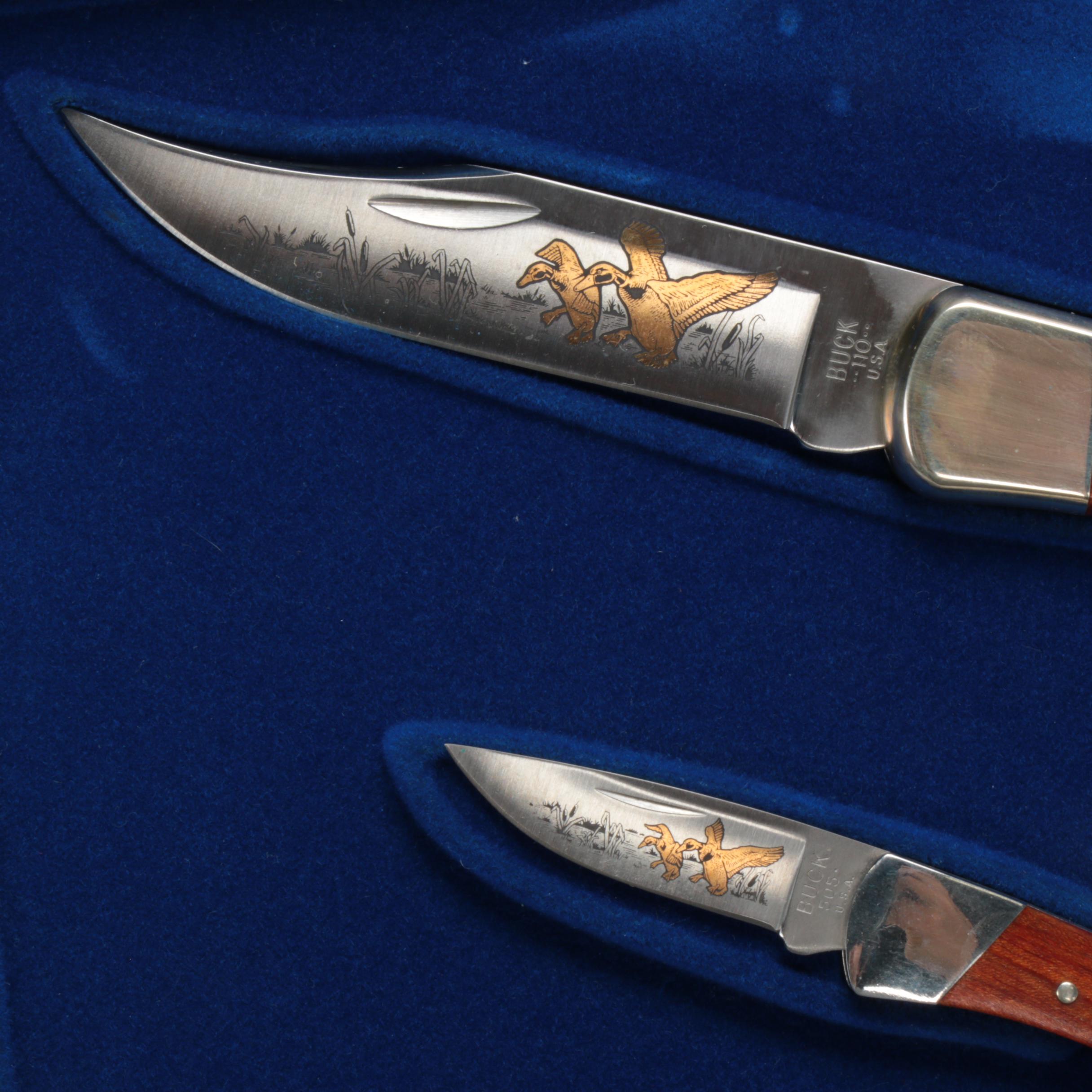Ducks Unlimited Buck 110 and 505 Collector Edition Knife Set