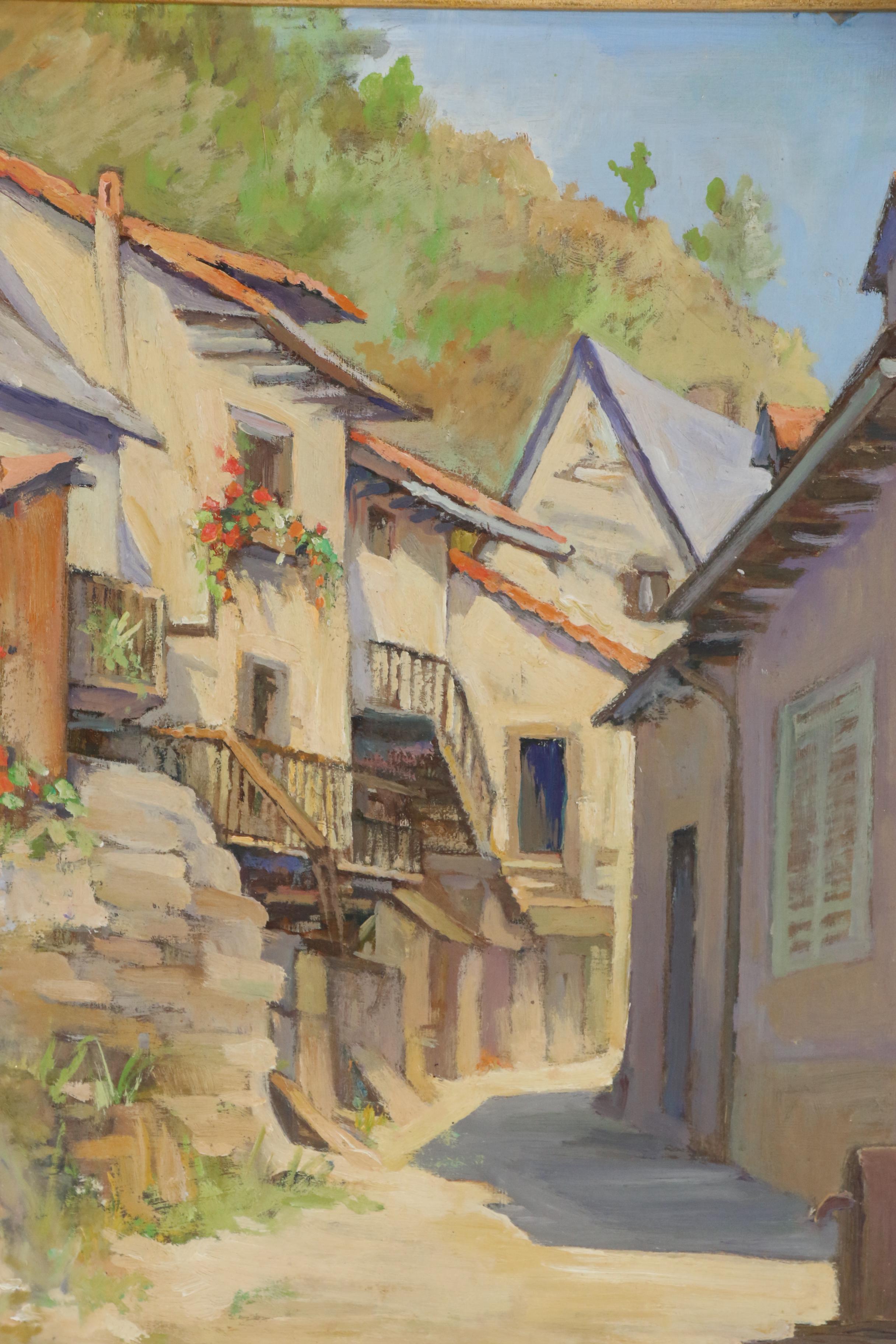 Oil Painting of Village Scene