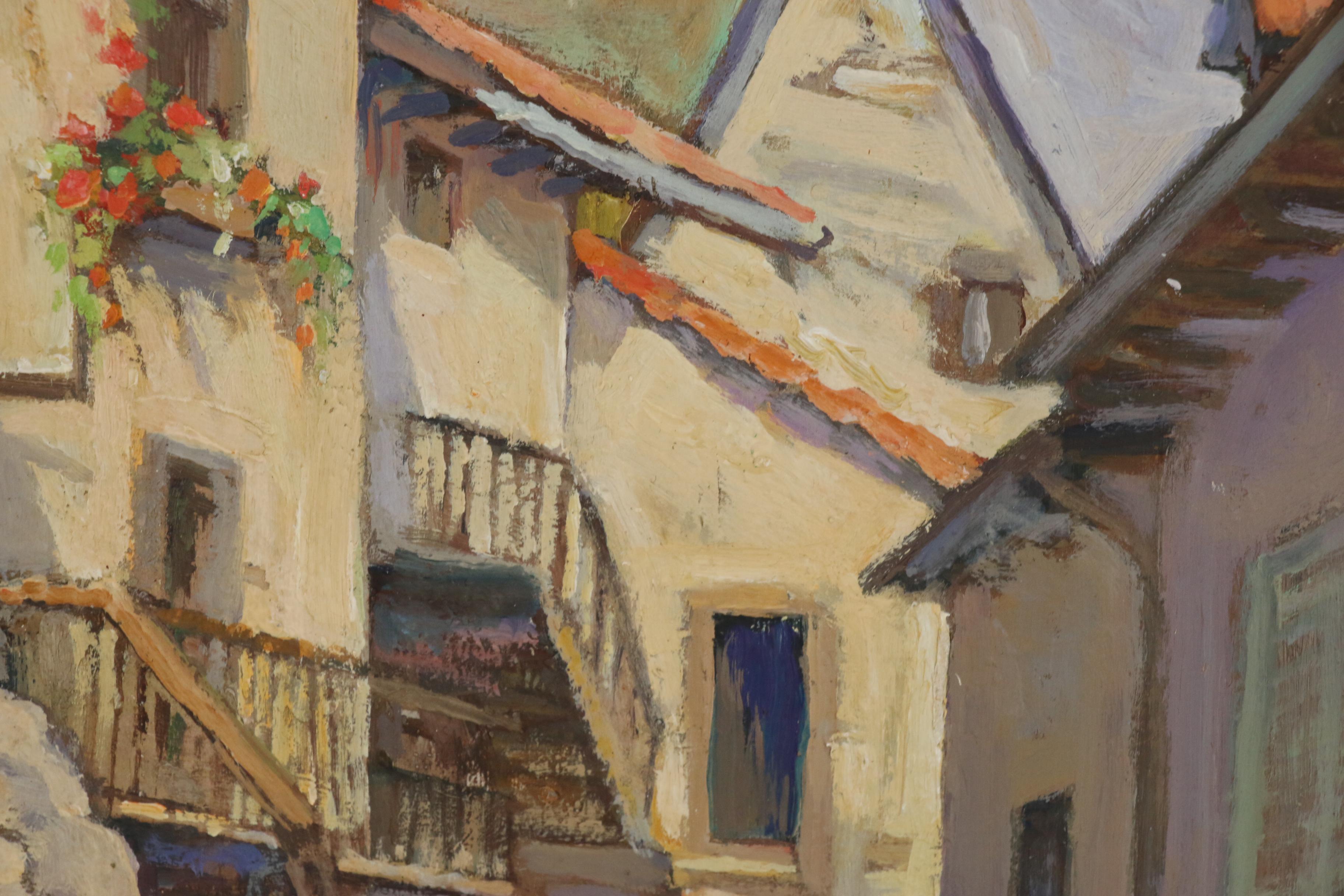 Oil Painting of Village Scene