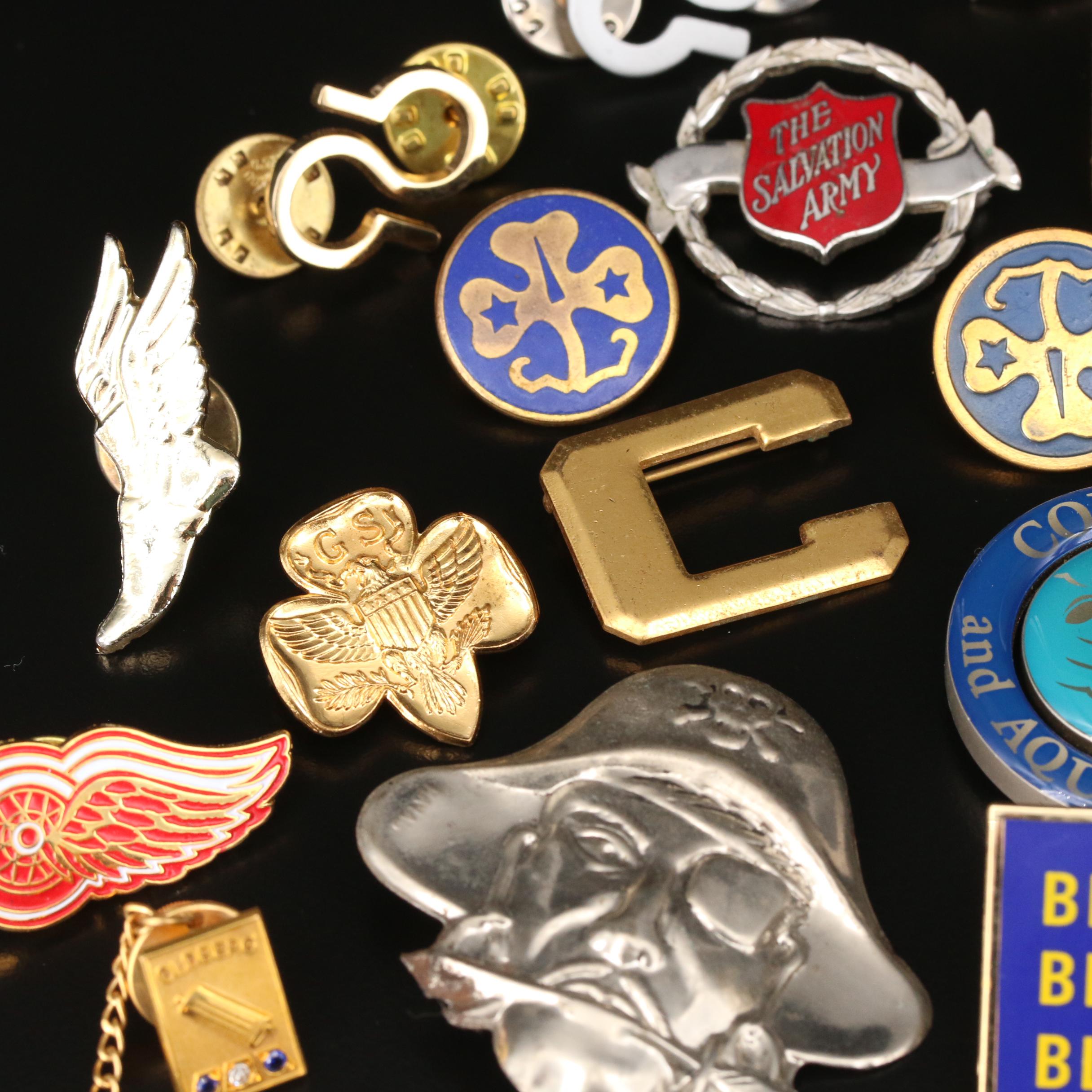 Selection of Pins Featuring 1996 Atlanta Olympics, Disney and Keychains