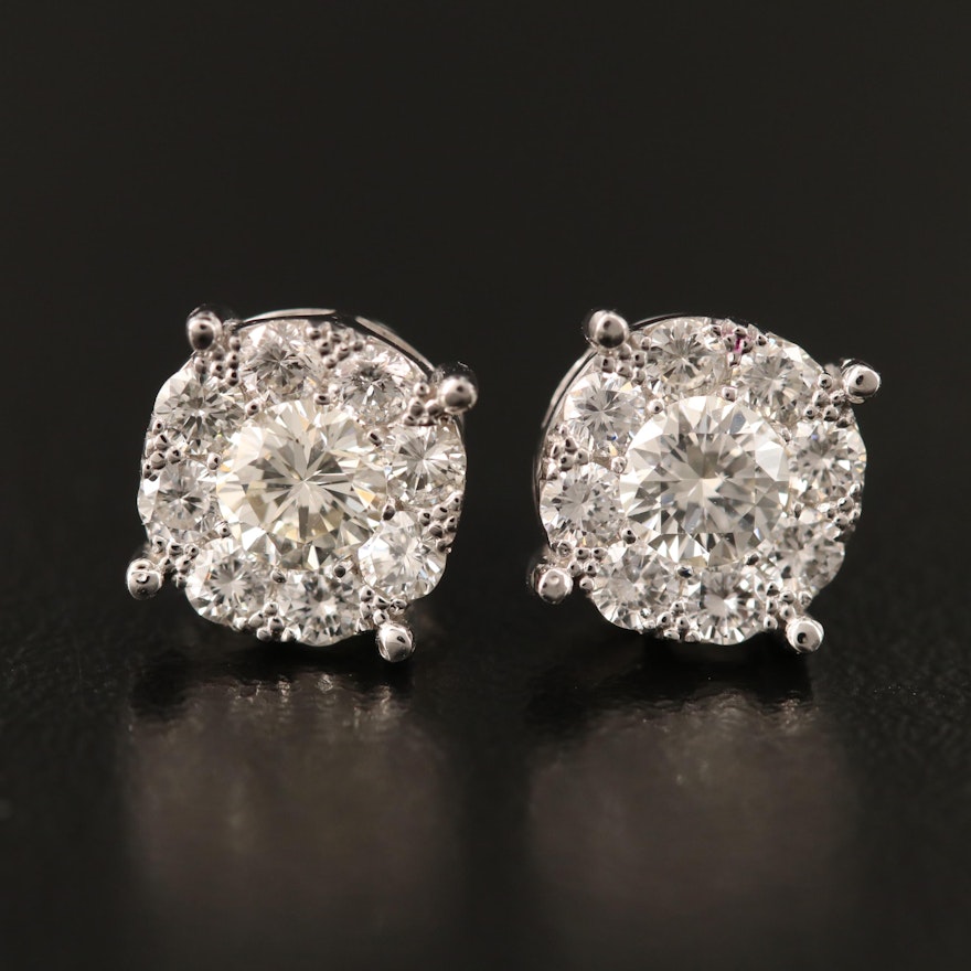 14K Gold Diamond Stud Earrings