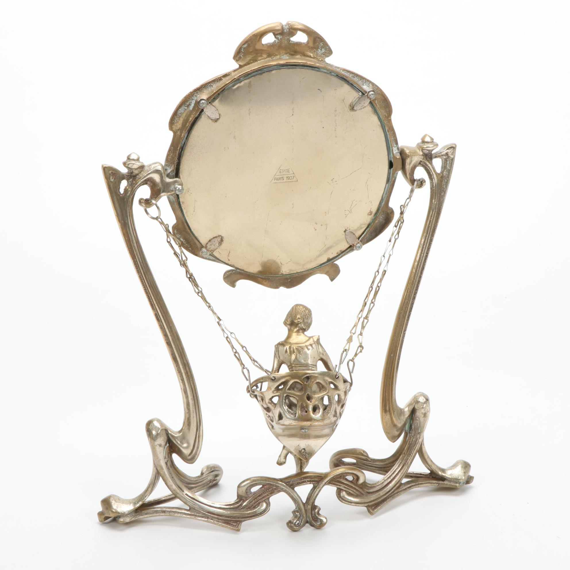 Art Nouveau Erté Paris 1907 "Demoiselle à la Balancelle" Vanity Mirror