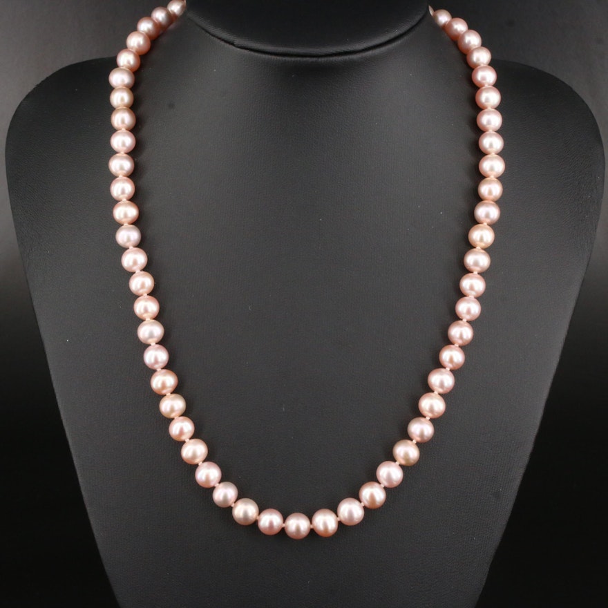 Cultured Pearl Strand Necklace With 14K Yellow Gold Clasp