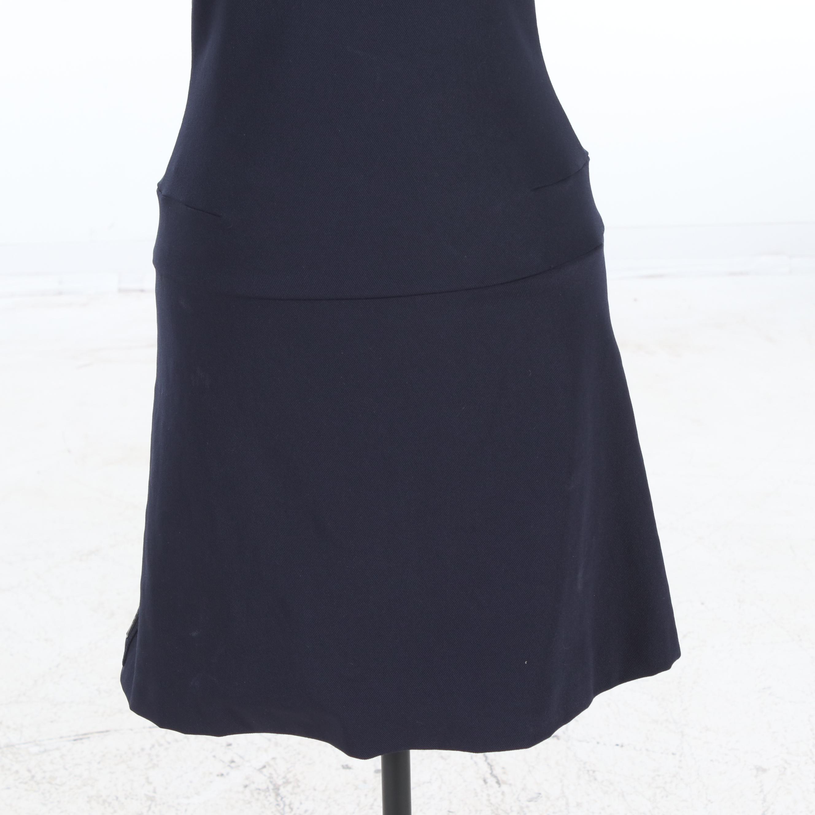Prada Navy Blue Sleeveless Mini Dress with Scooped Neckline