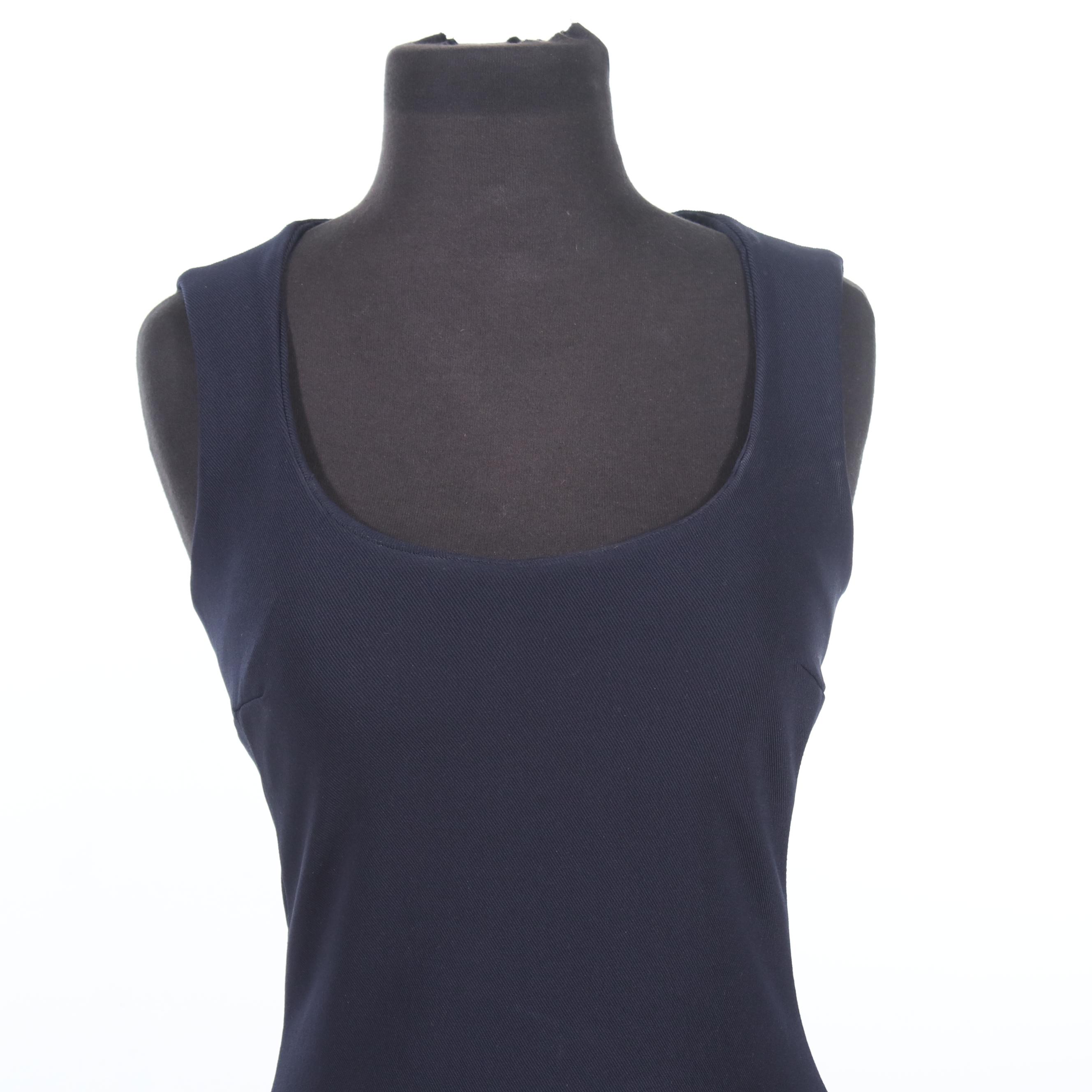 Prada Navy Blue Sleeveless Mini Dress with Scooped Neckline