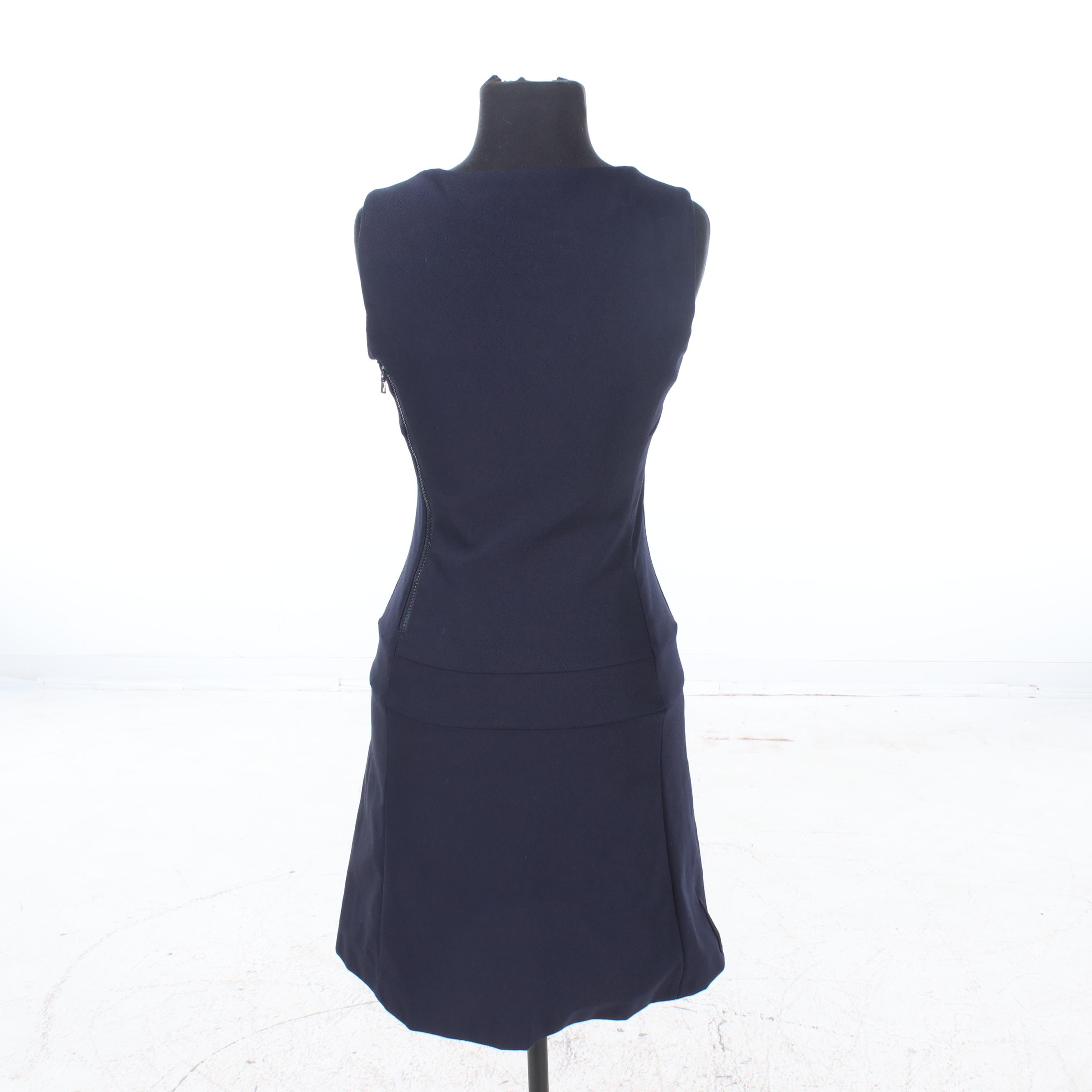 Prada Navy Blue Sleeveless Mini Dress with Scooped Neckline
