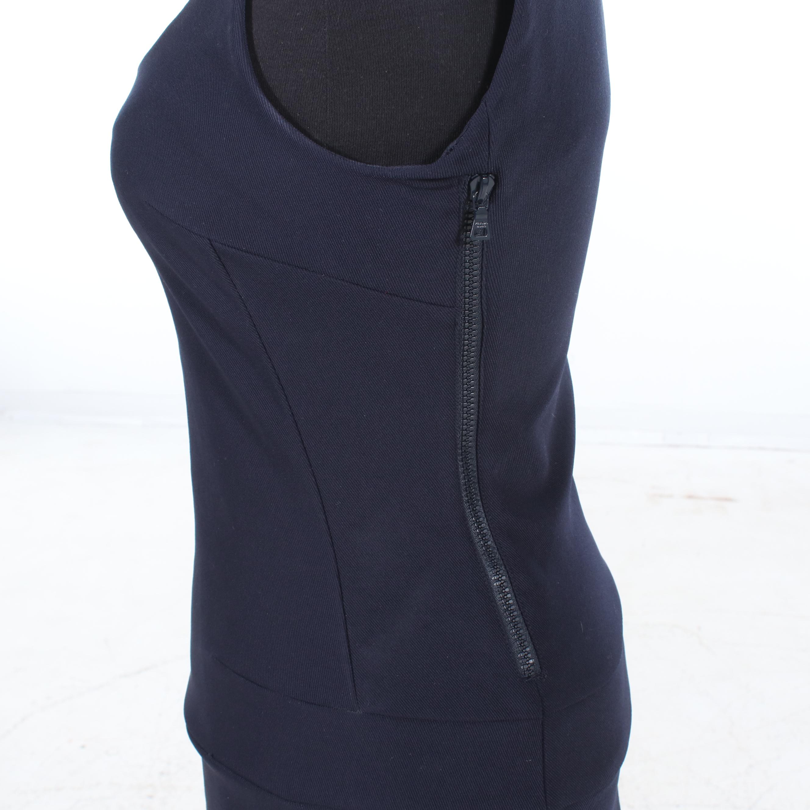 Prada Navy Blue Sleeveless Mini Dress with Scooped Neckline