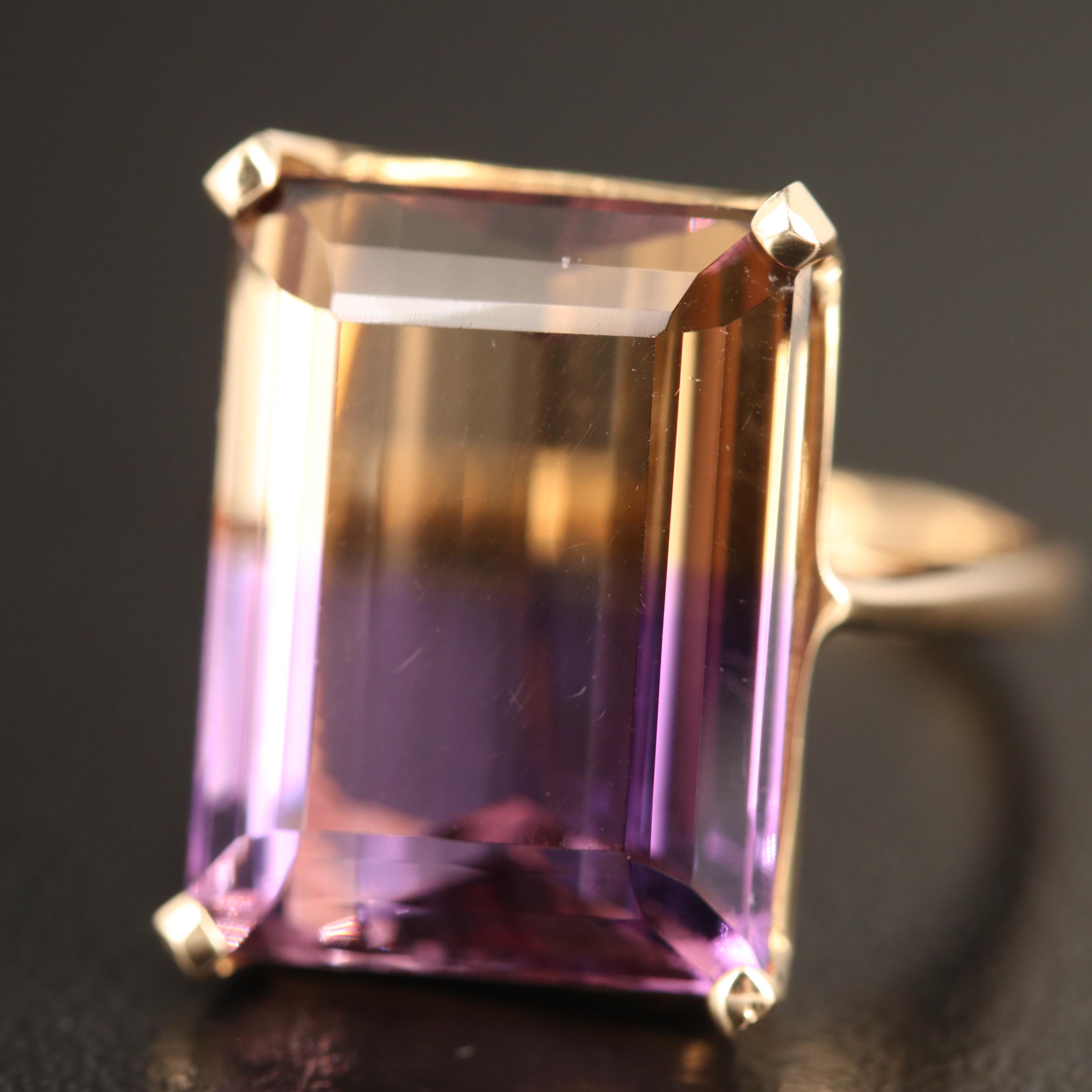 10K Gold 13.65 CT Ametrine Ring