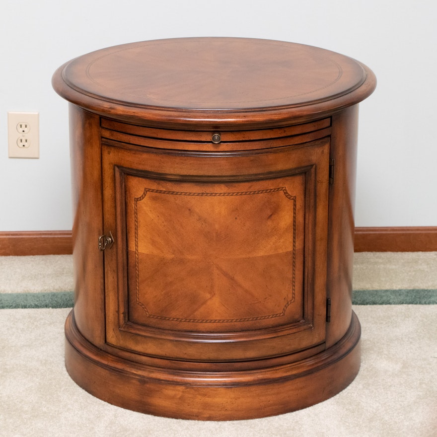 Inlaid Maple Cylindrical End Table