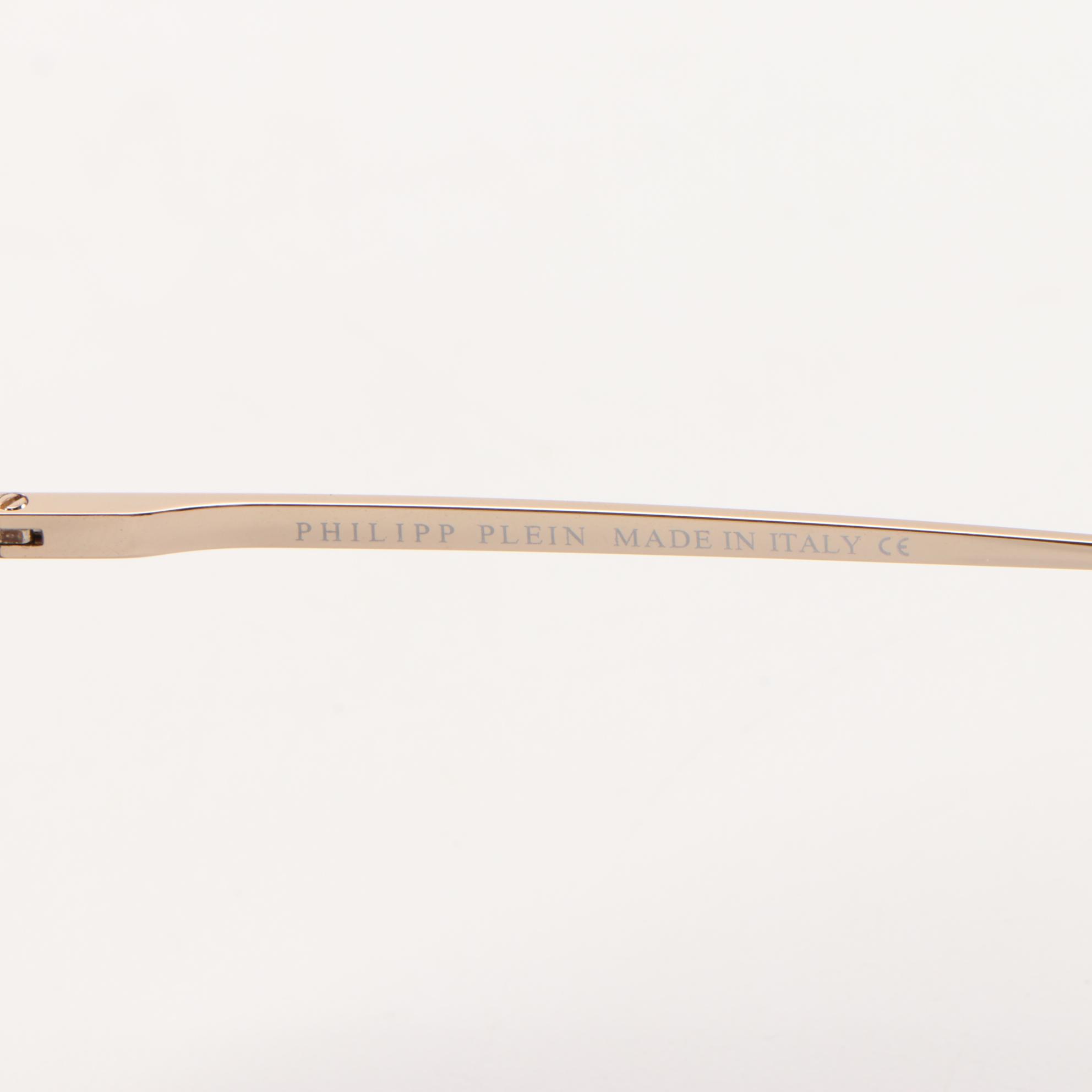 Philipp Plein Records UES0028 Havana Gold Mirrored Aviator Sunglasses with Case