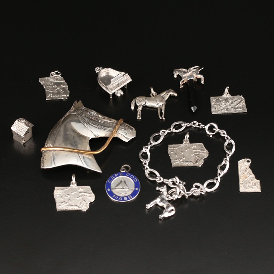 Sterling Silver Horse and State Theme Jewelry Featuring Danecraft