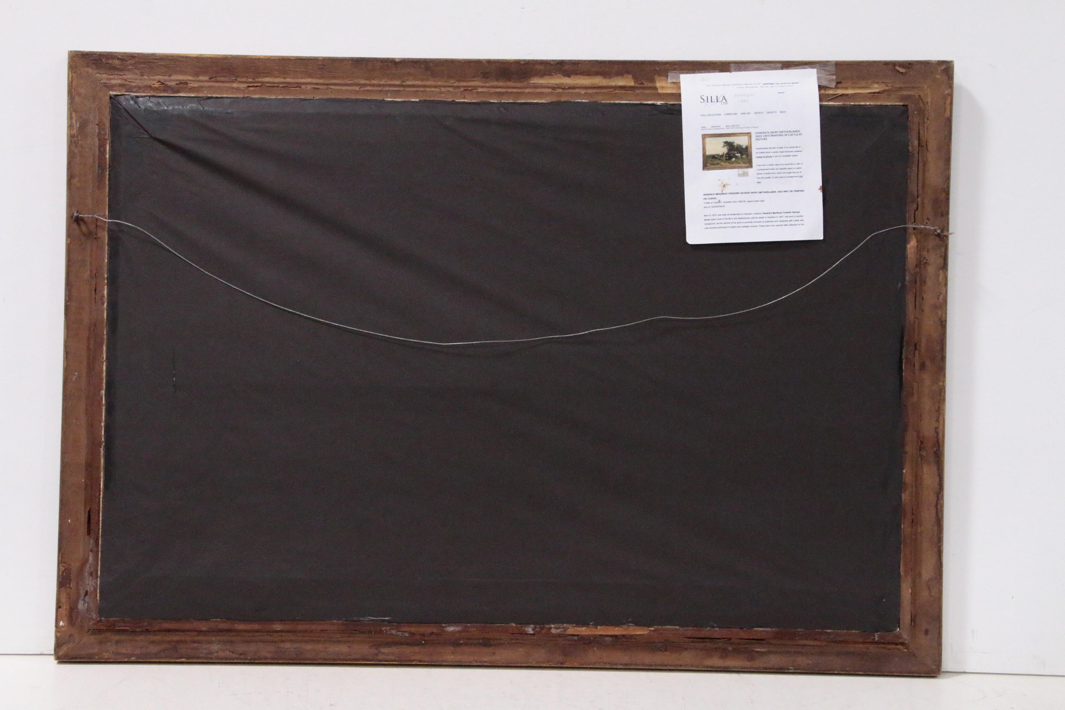 Hendrik Savry Oil Painting of Dutch Pastoral Landscape, 1884