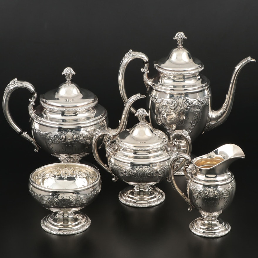 Towle Sterling Silver "Old Master" Tea and Coffee Service, Mid to Late 20th C.