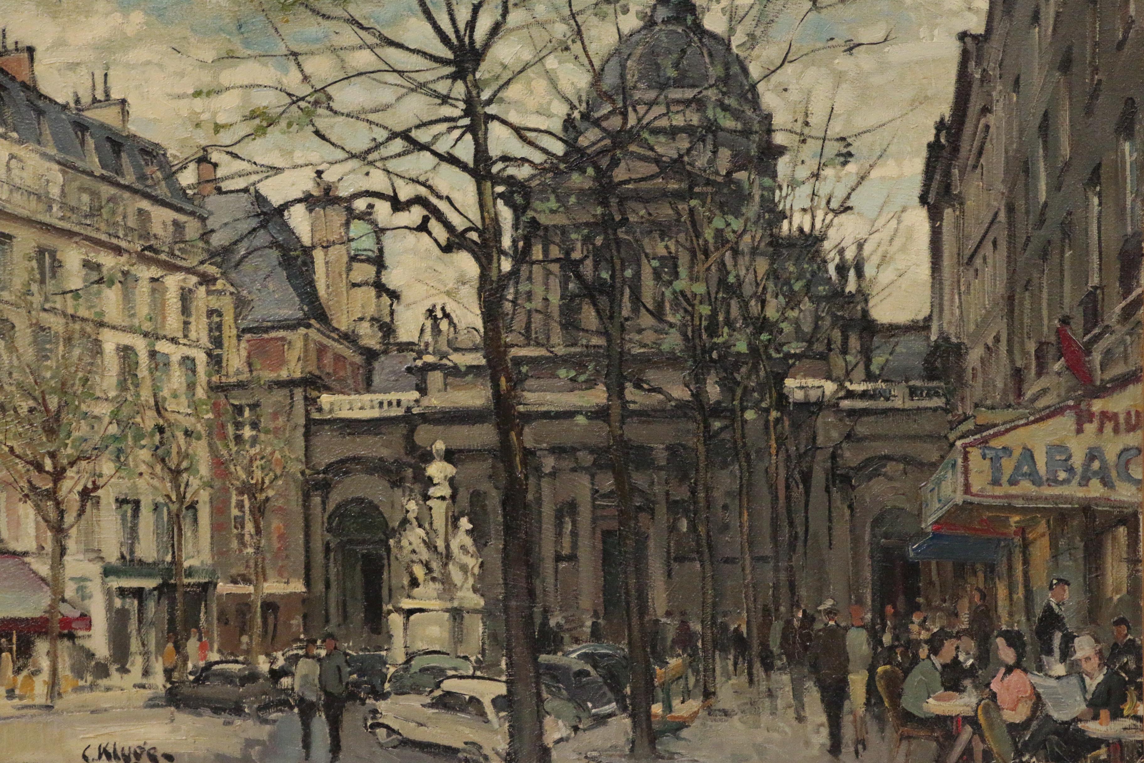 Constantin Kluge Monumental Oil Painting "Place de la Sorbonne", Mid-Century