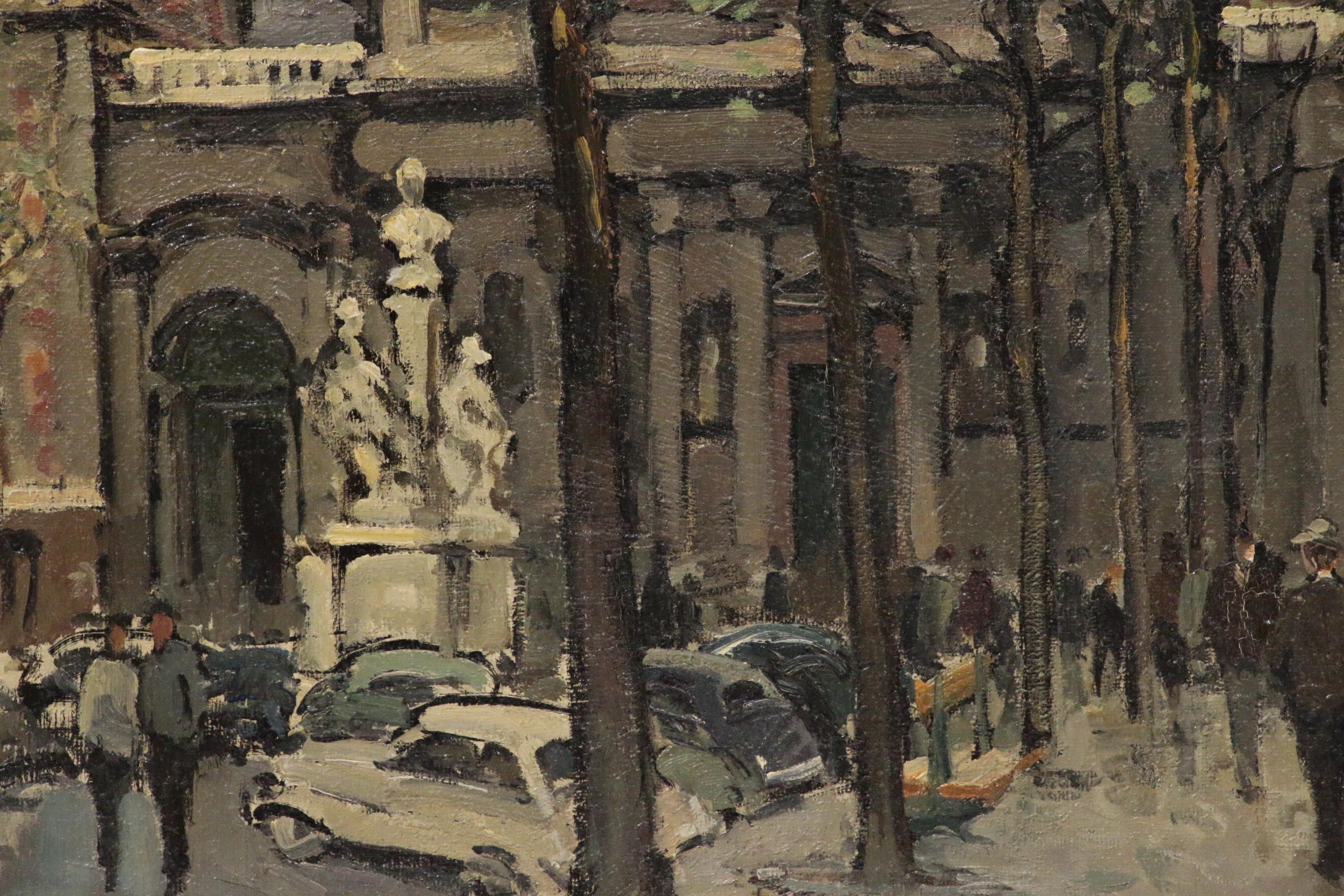 Constantin Kluge Monumental Oil Painting "Place de la Sorbonne", Mid-Century
