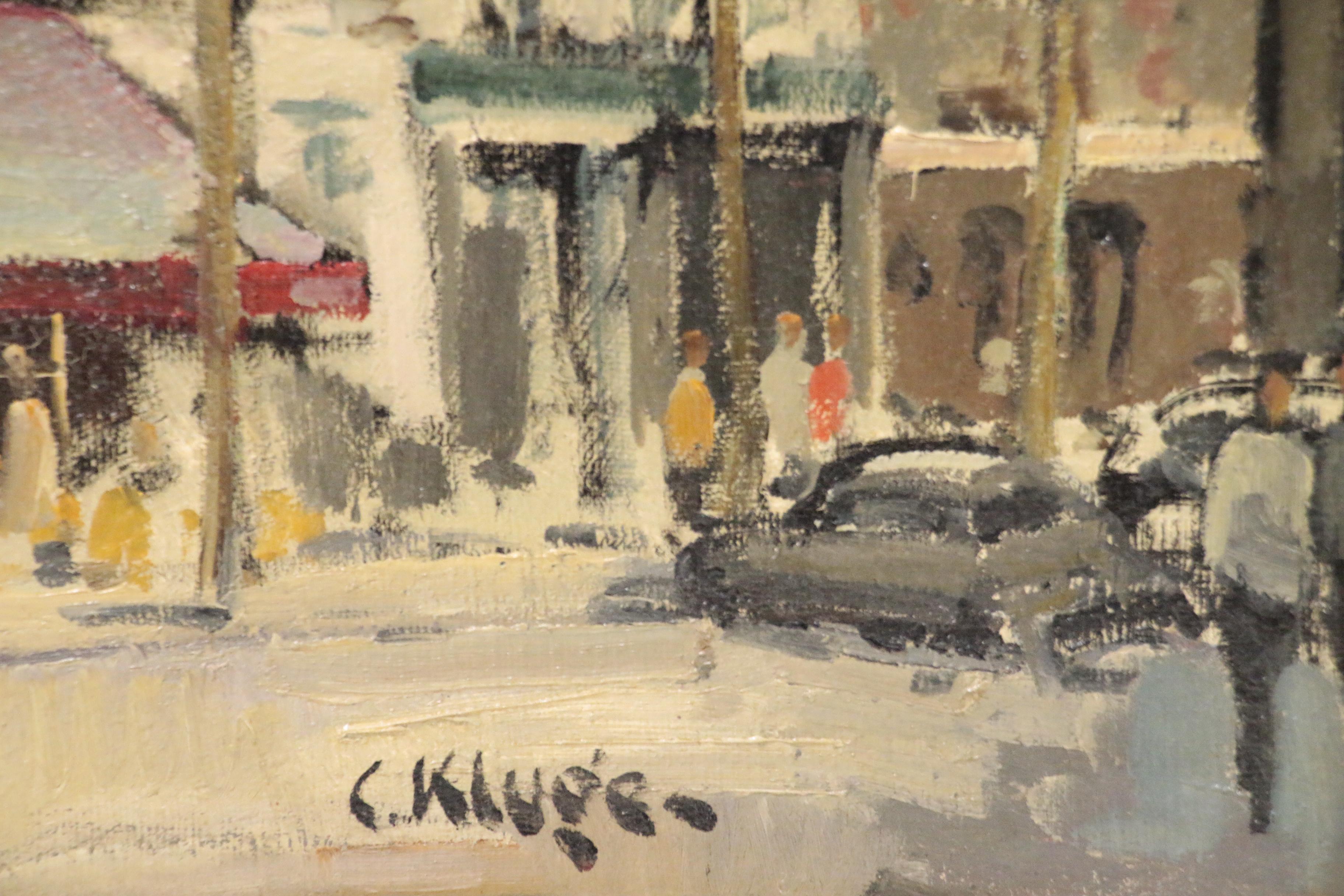 Constantin Kluge Monumental Oil Painting "Place de la Sorbonne", Mid-Century