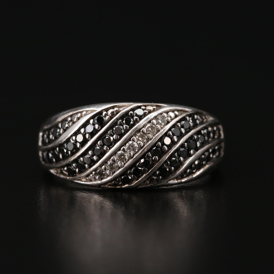 Kate McCullar Sterling Black Diamond and Diamond Ring