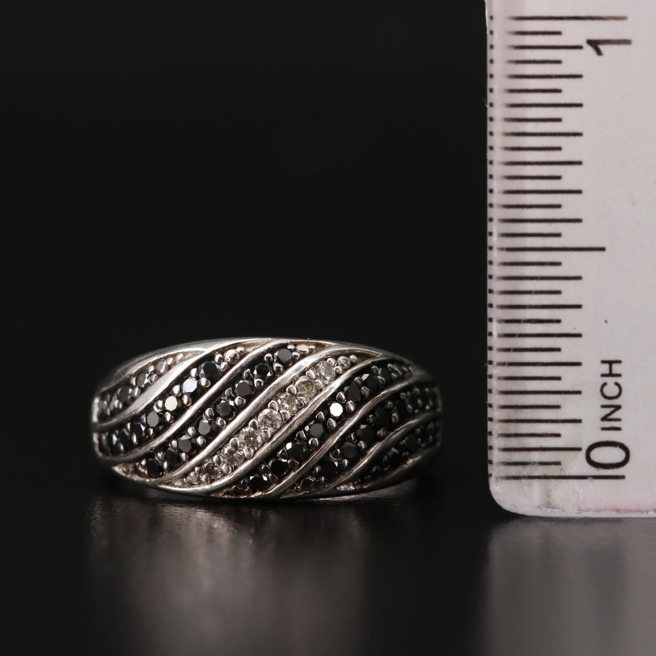 Kate McCullar Sterling Black Diamond and Diamond Ring