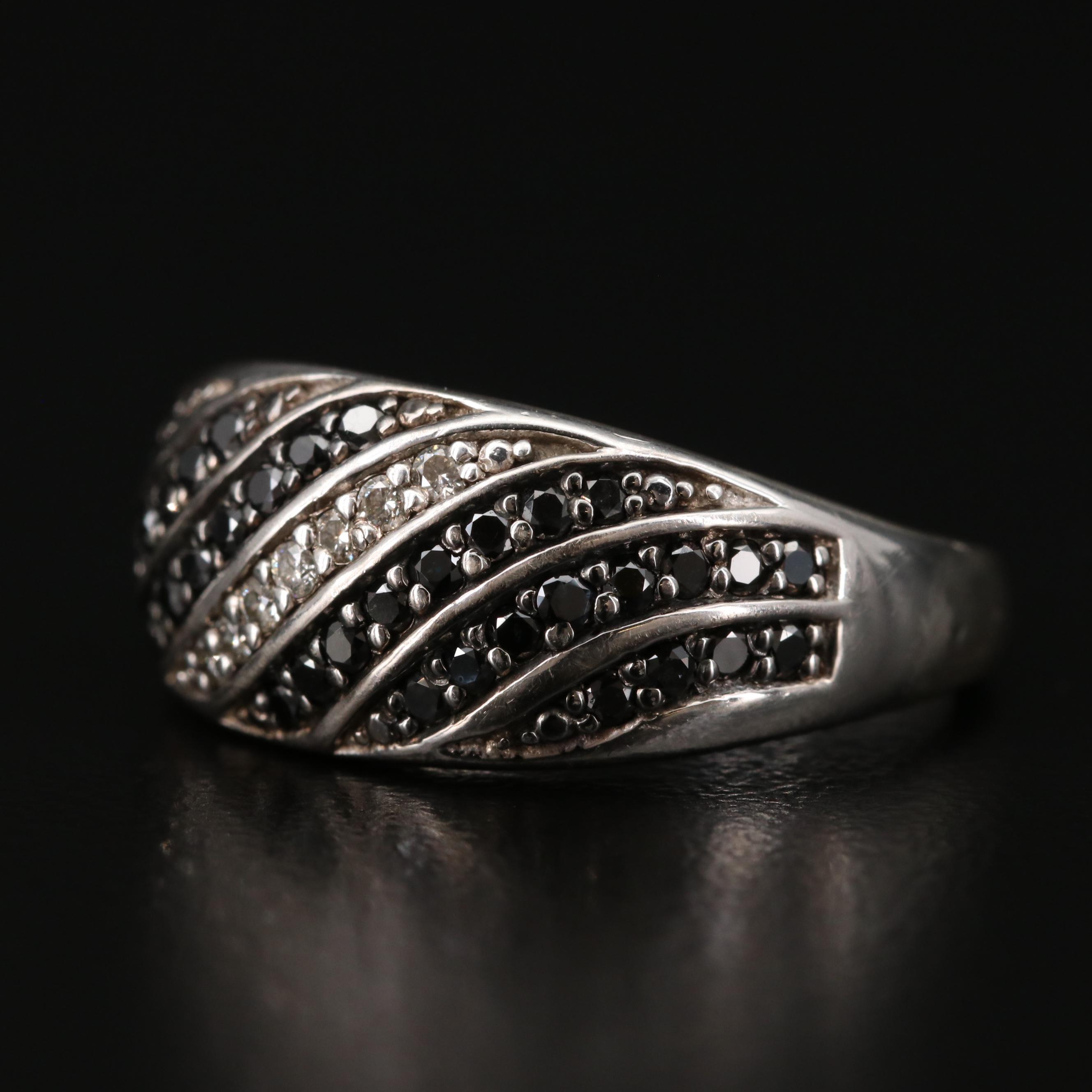 Kate McCullar Sterling Black Diamond and Diamond Ring