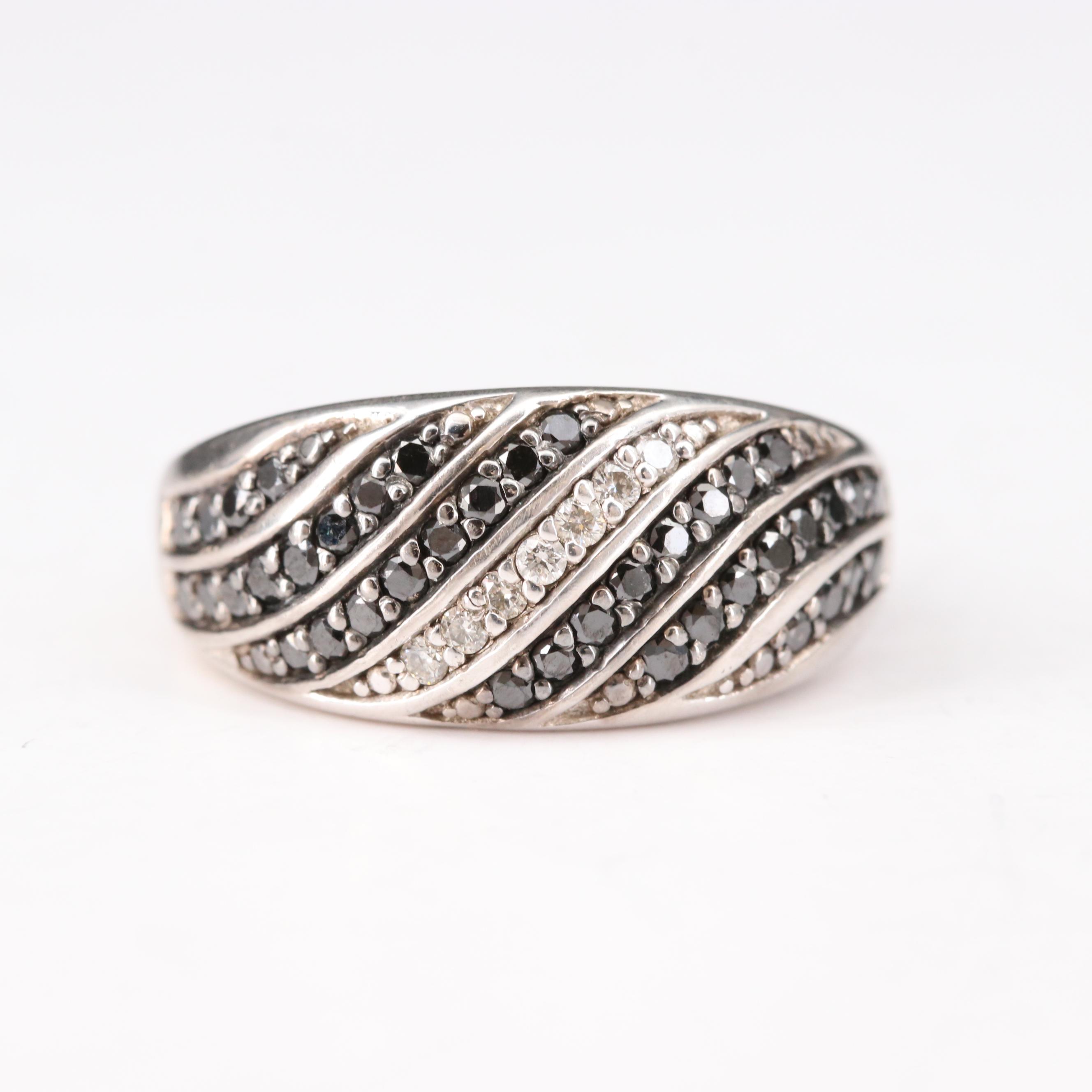 Kate McCullar Sterling Black Diamond and Diamond Ring