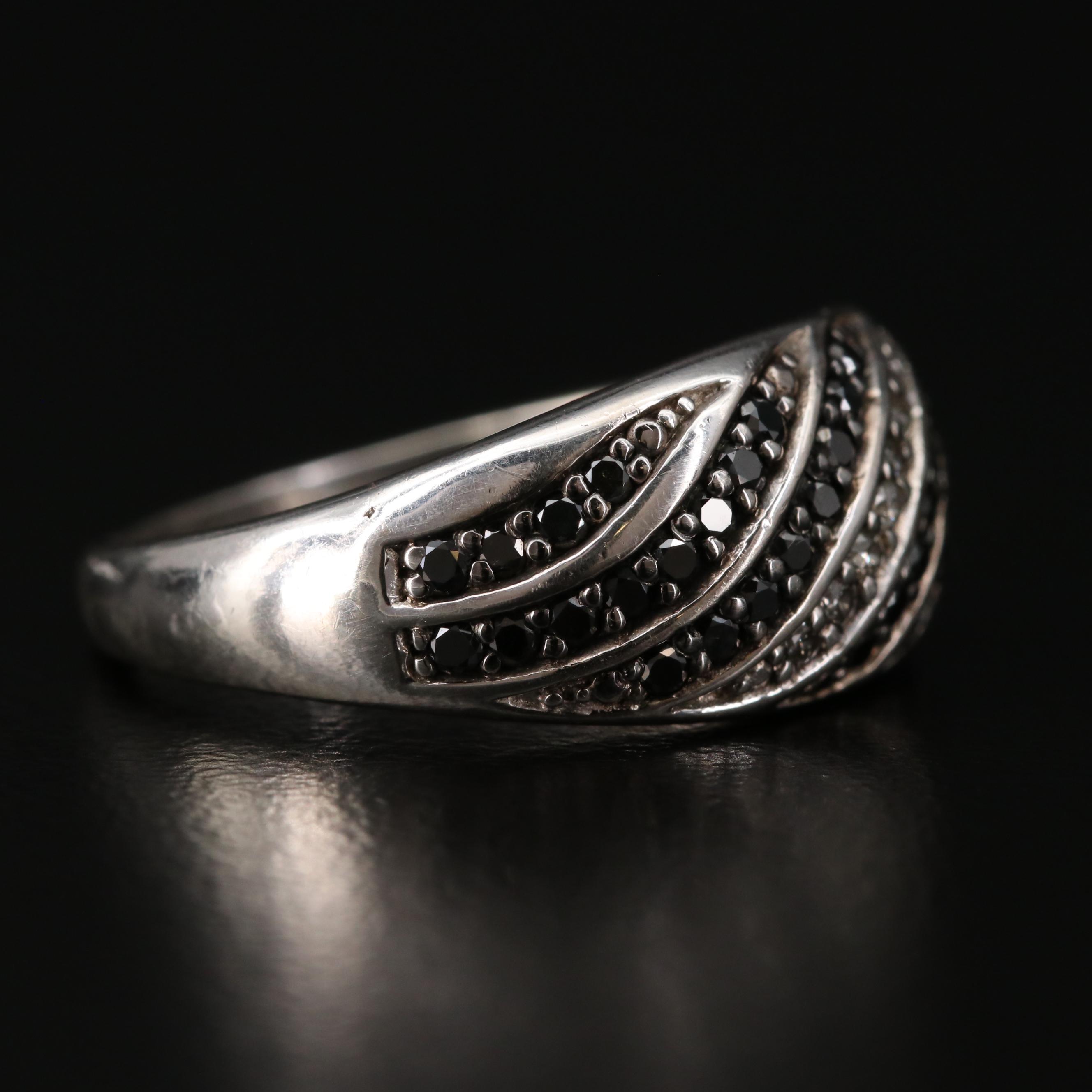 Kate McCullar Sterling Black Diamond and Diamond Ring