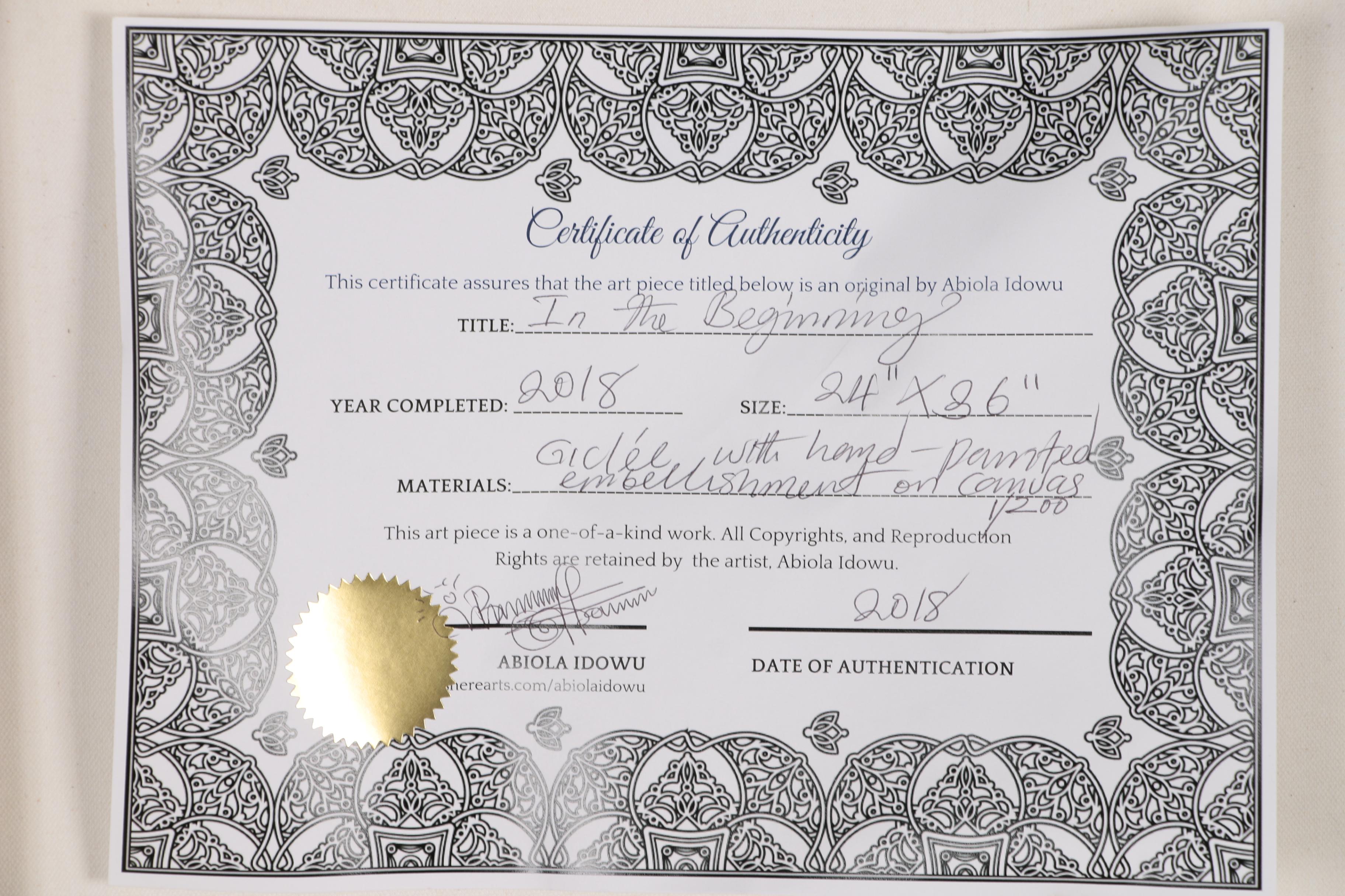 Abiola Idowu Embellished Giclée "In the Beginning", 2018