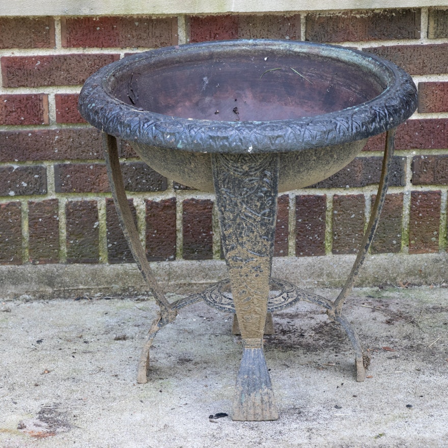 Cast Iron Chased Bowl Outdoor Planter